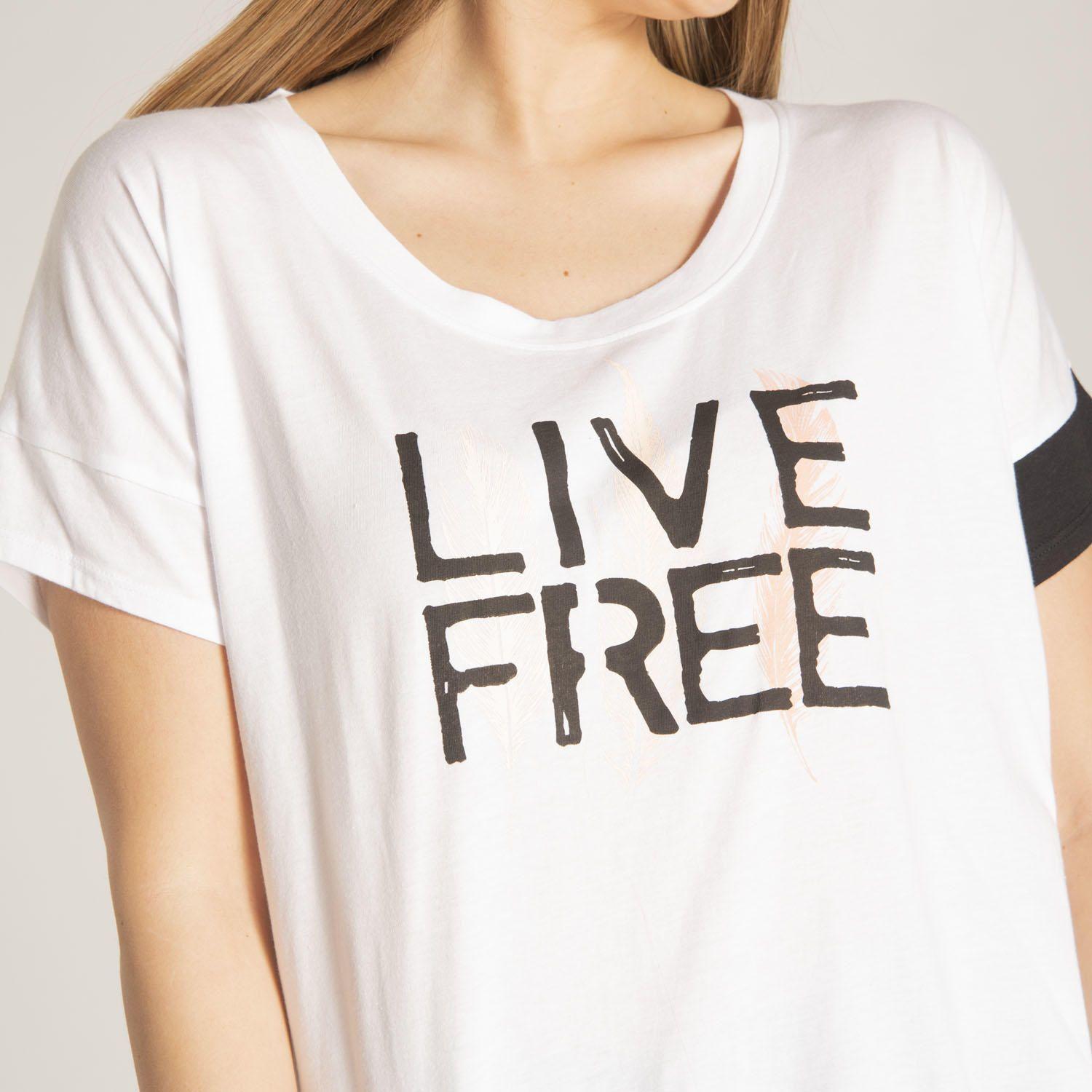 Polera M/C Mujer W Live Free Tee Blanco-4