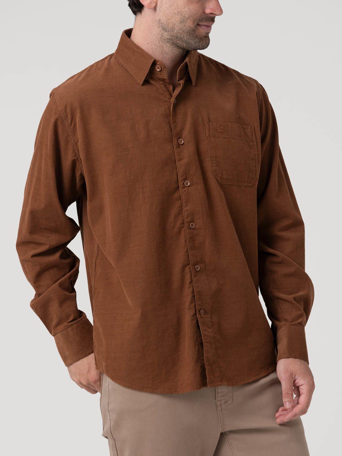 Camisa Algodón Orgánico Hombre Corduroy Marrón-4
