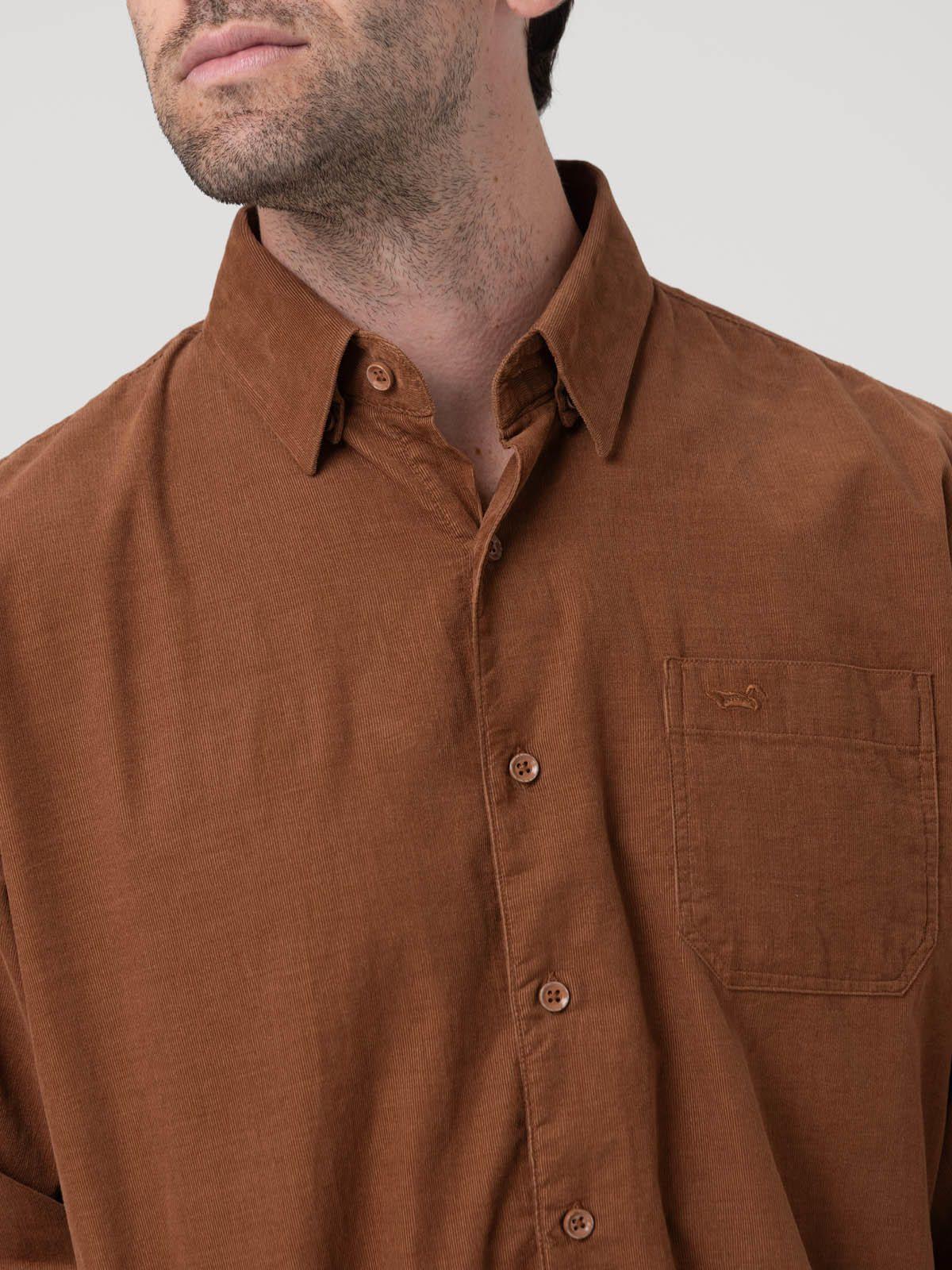 Camisa Algodón Orgánico Hombre Corduroy Marrón-6
