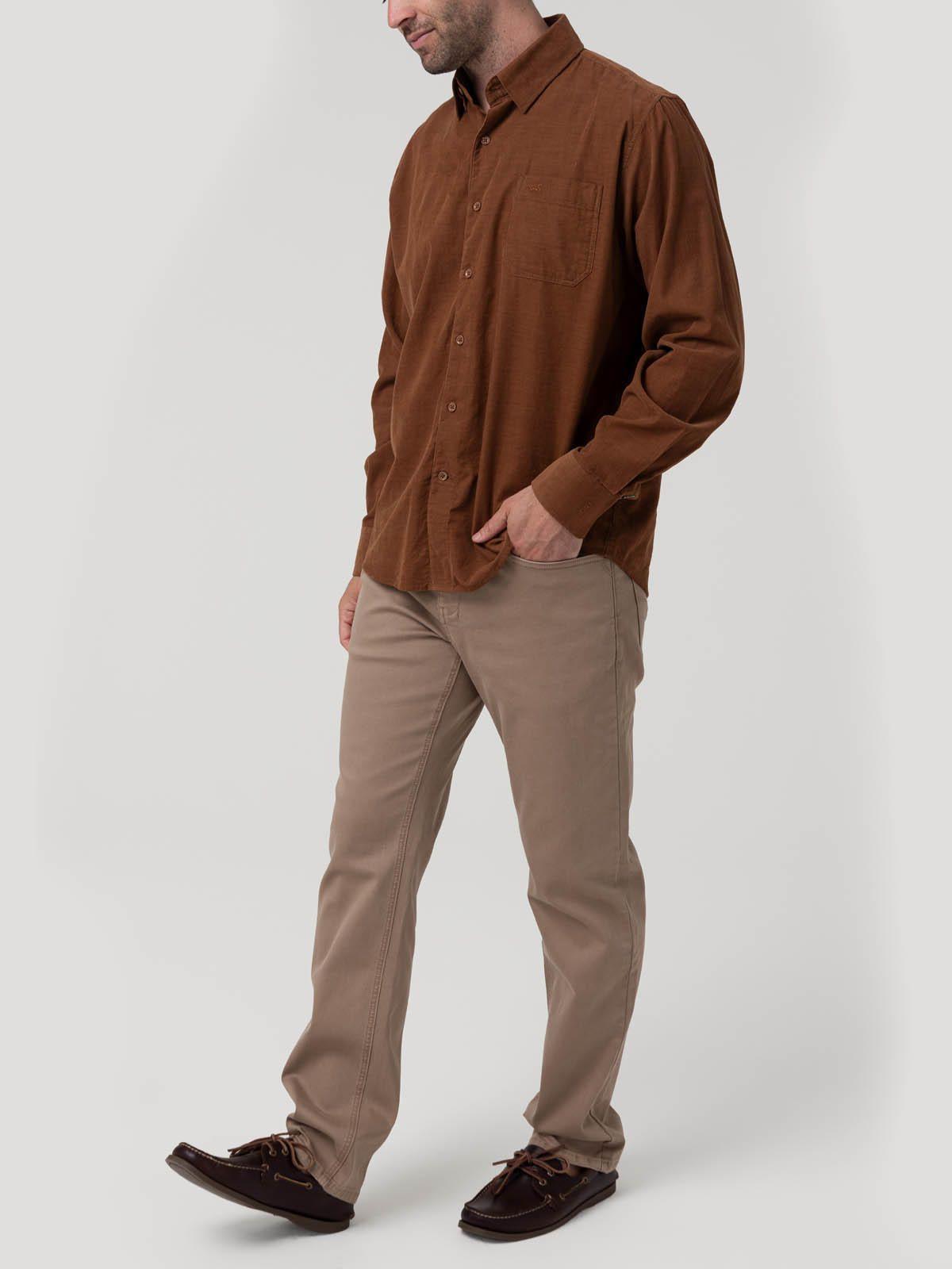 Camisa Algodón Orgánico Hombre Corduroy Marrón-7
