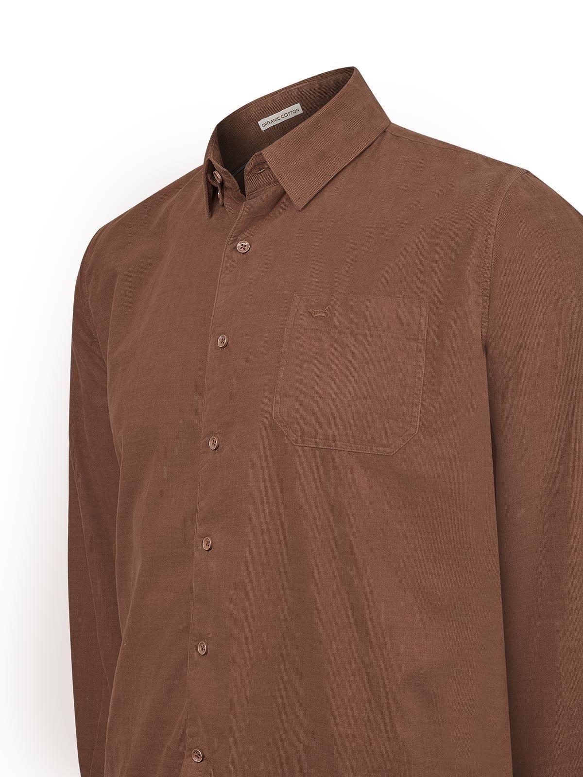 Camisa Algodón Orgánico Hombre Corduroy Marrón-3