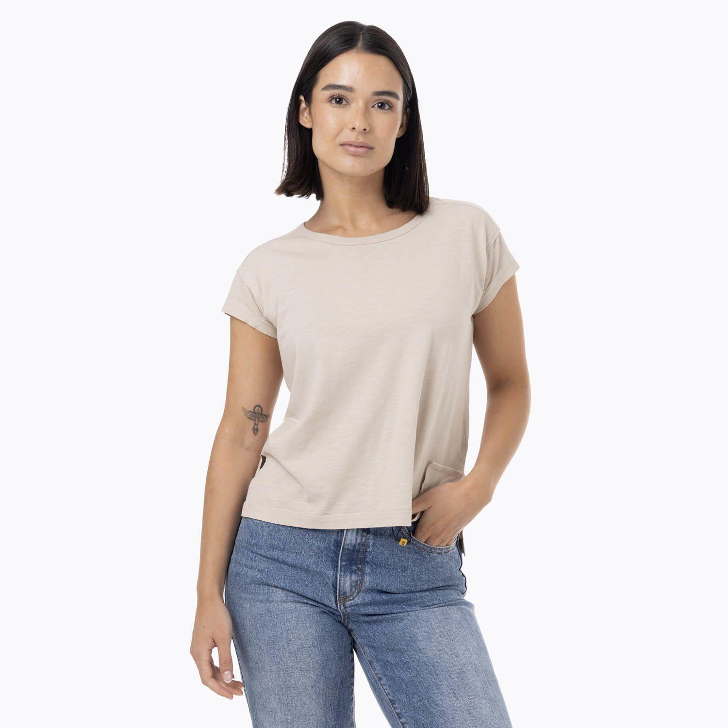Polera Manga Corta Mujer Slub Beige-0