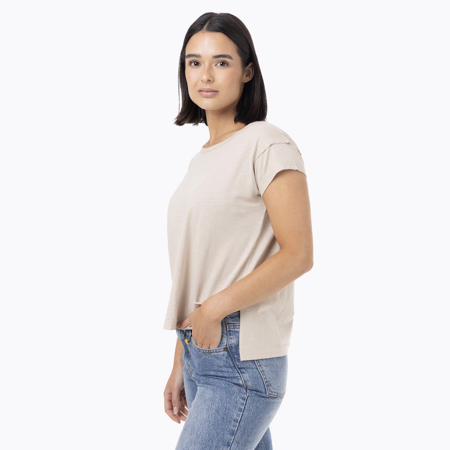 Polera Manga Corta Mujer Slub Beige-1