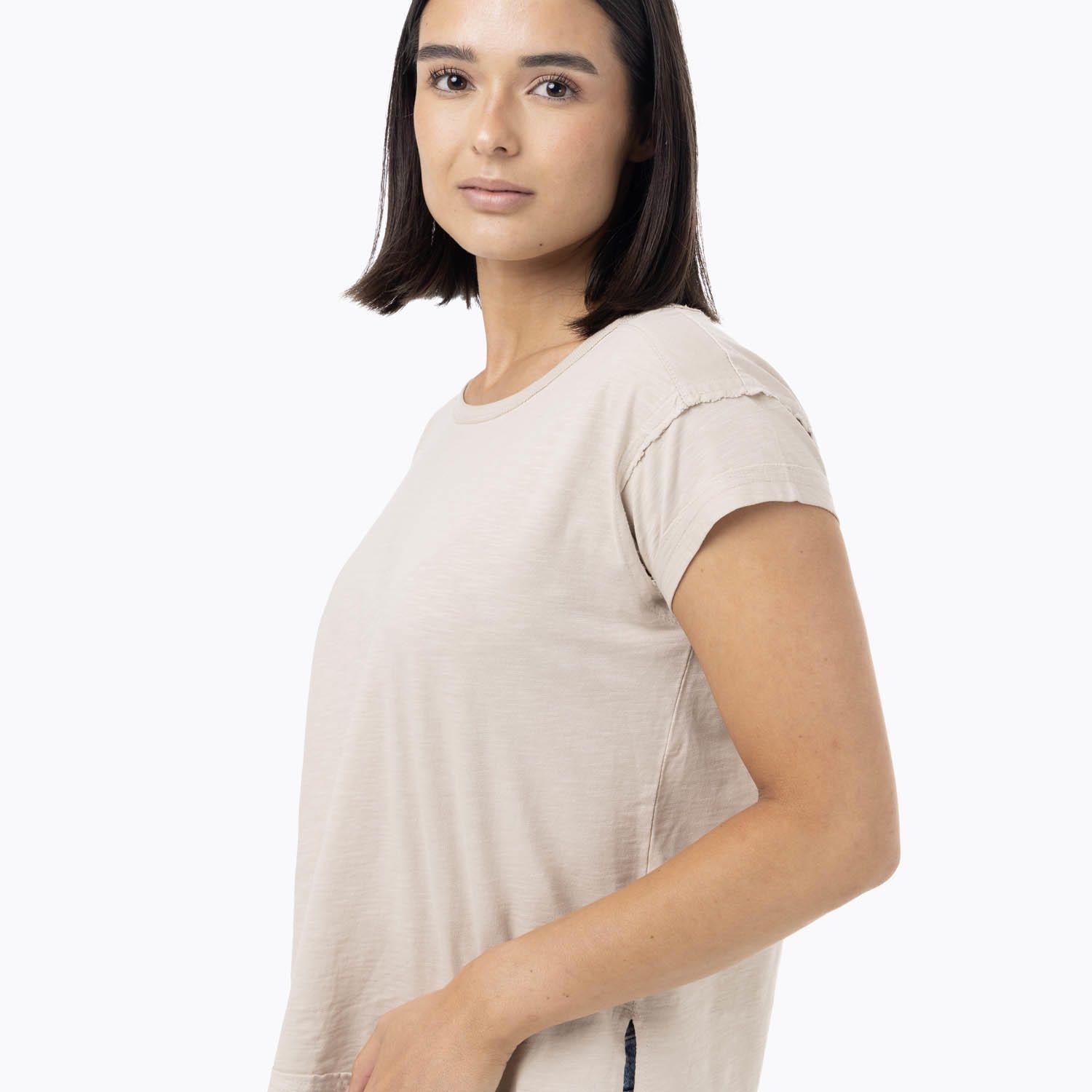 Polera Manga Corta Mujer Slub Beige-4
