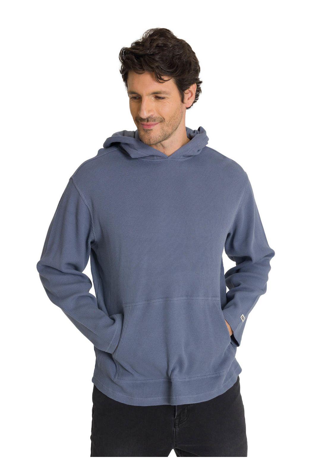 Polerón Con Gorro Hombre Waffle-Knit Gris-0