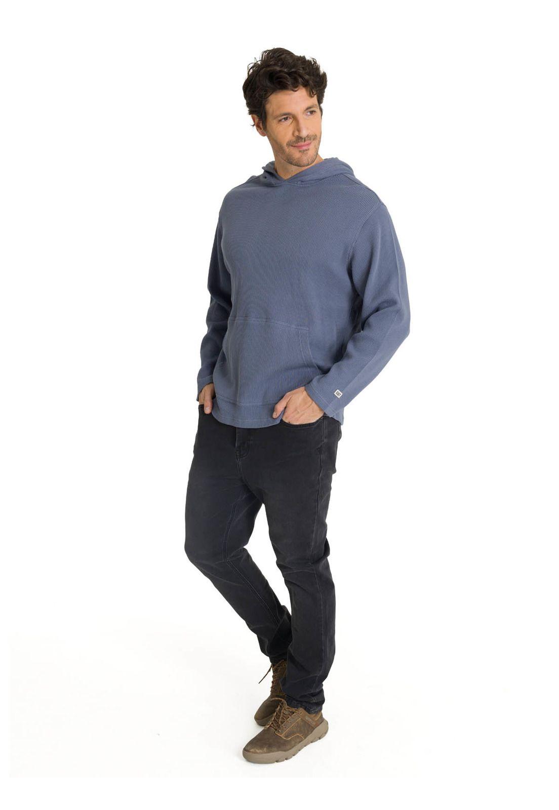 Polerón Con Gorro Hombre Waffle-Knit Gris-5