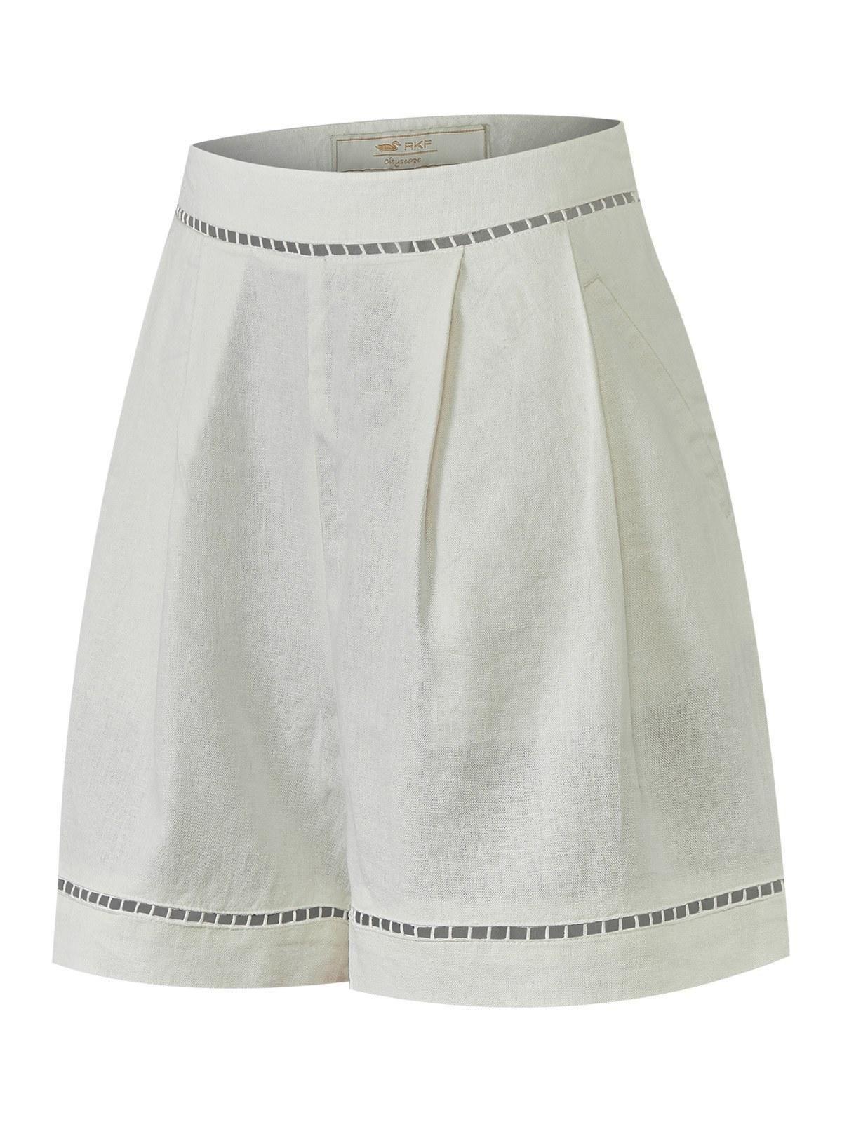 Short Lino Orgánico Mujer Andes Blanco -0