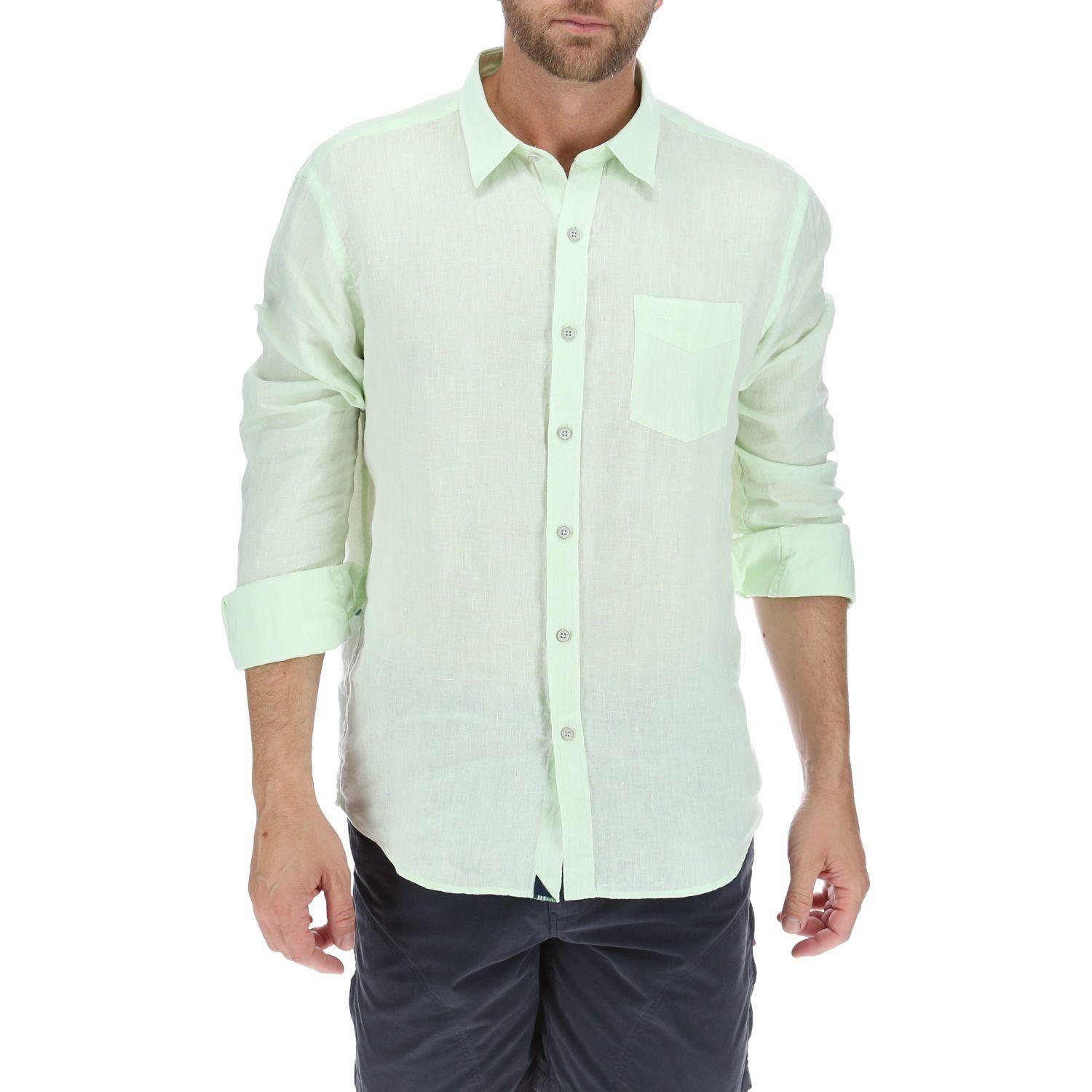 Camisa Lino Hombre Linen Verde Rockford-0