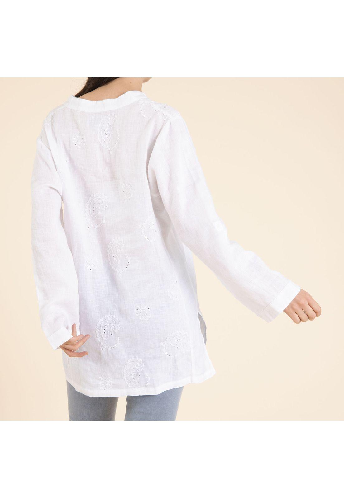 Blusa Lino Orgánico Mujer Debora Blanco-3
