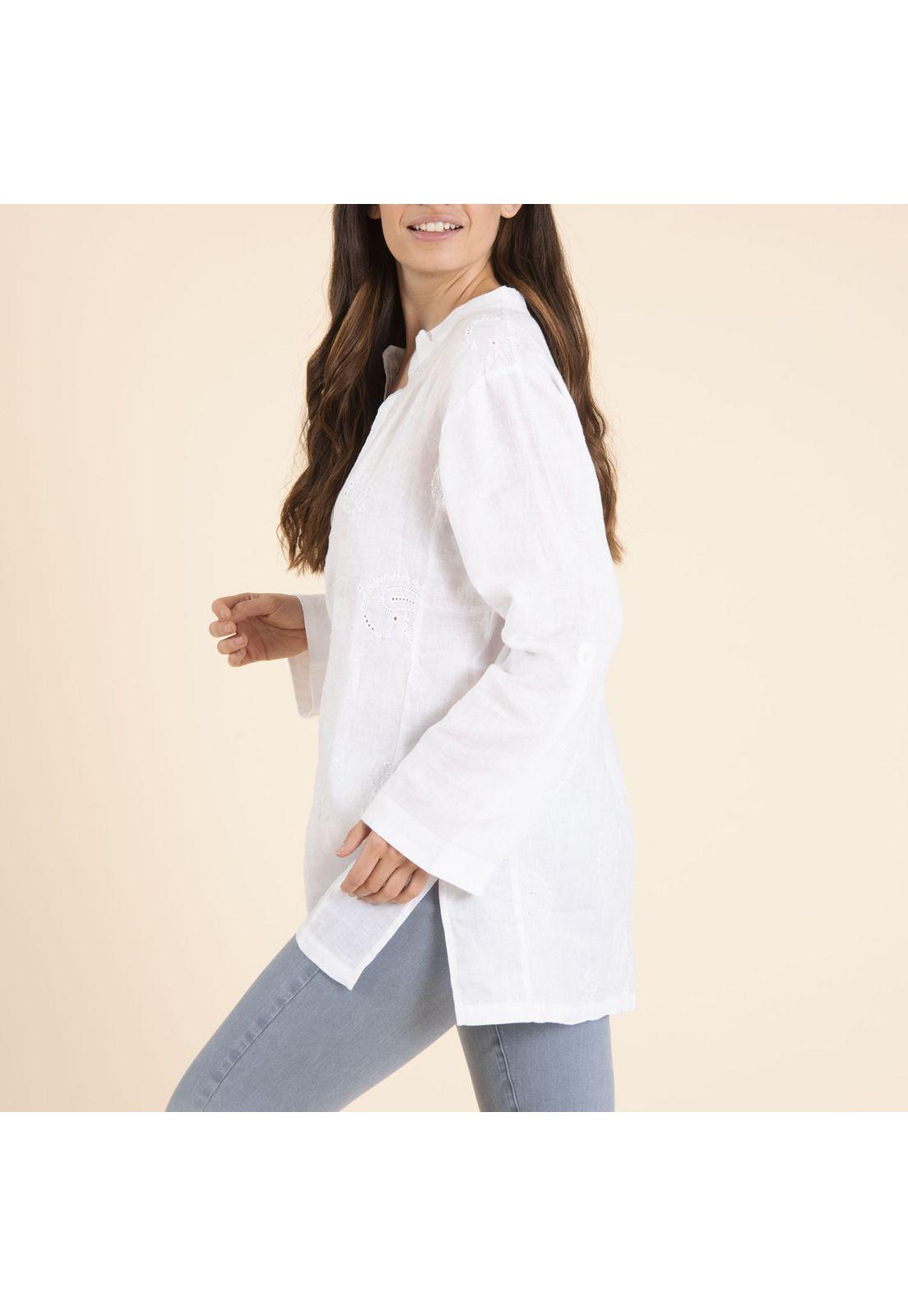 Blusa Lino Orgánico Mujer Debora Blanco-4