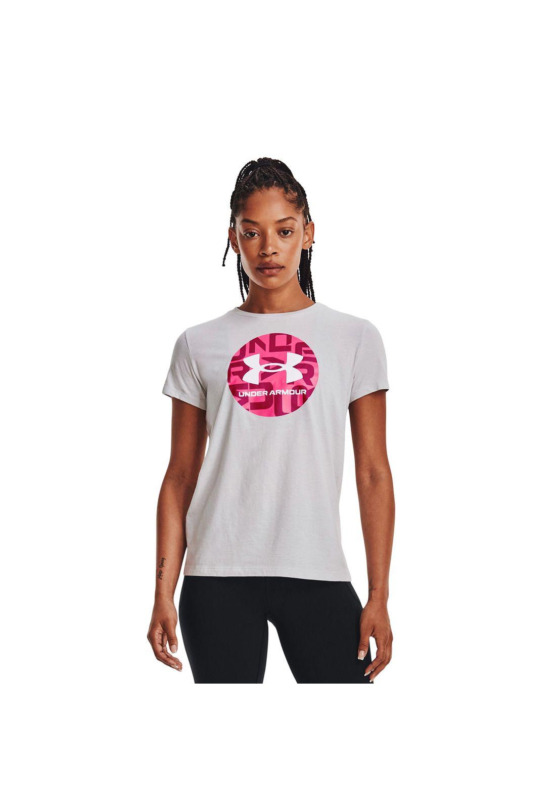 Polera M/C Mujer Circle Wordmark Ss Gris-2