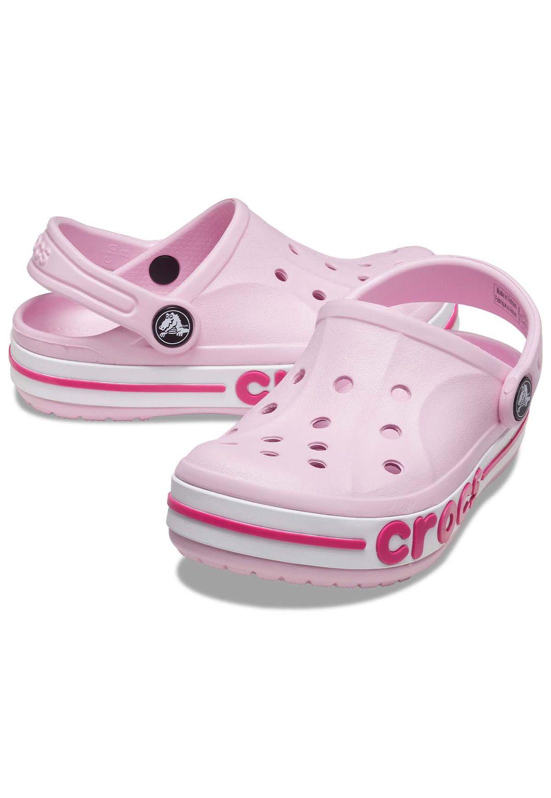 Zueco Crocs Niña Pequeña Bayaband Clog T Rosado Pastel-3