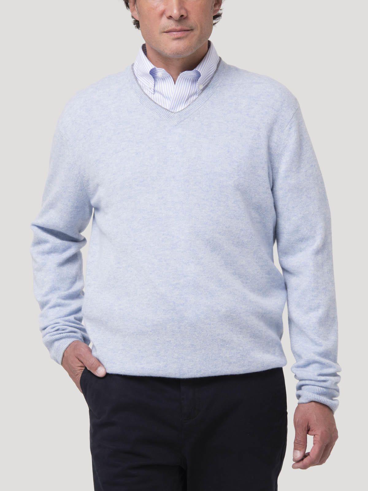 Sweater Cashemira Hombre Cash.V Celeste-4