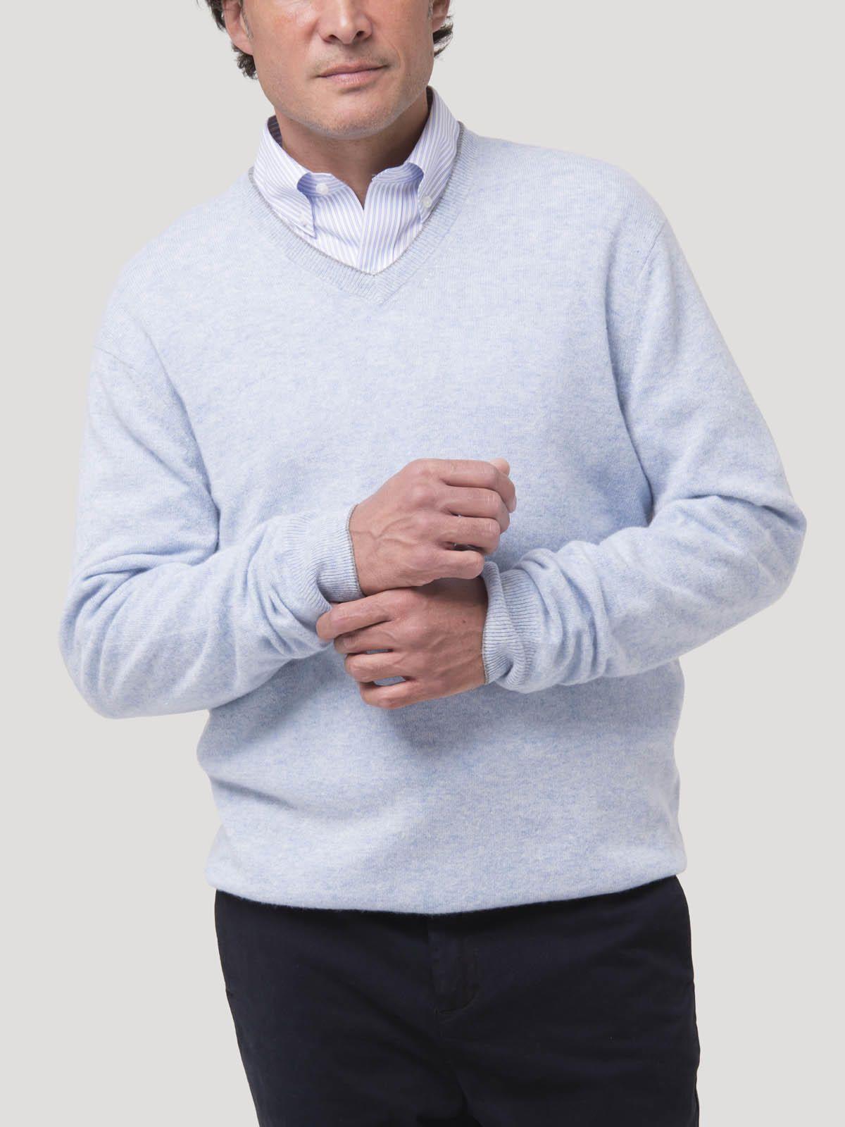 Sweater Cashemira Hombre Cash.V Celeste-5