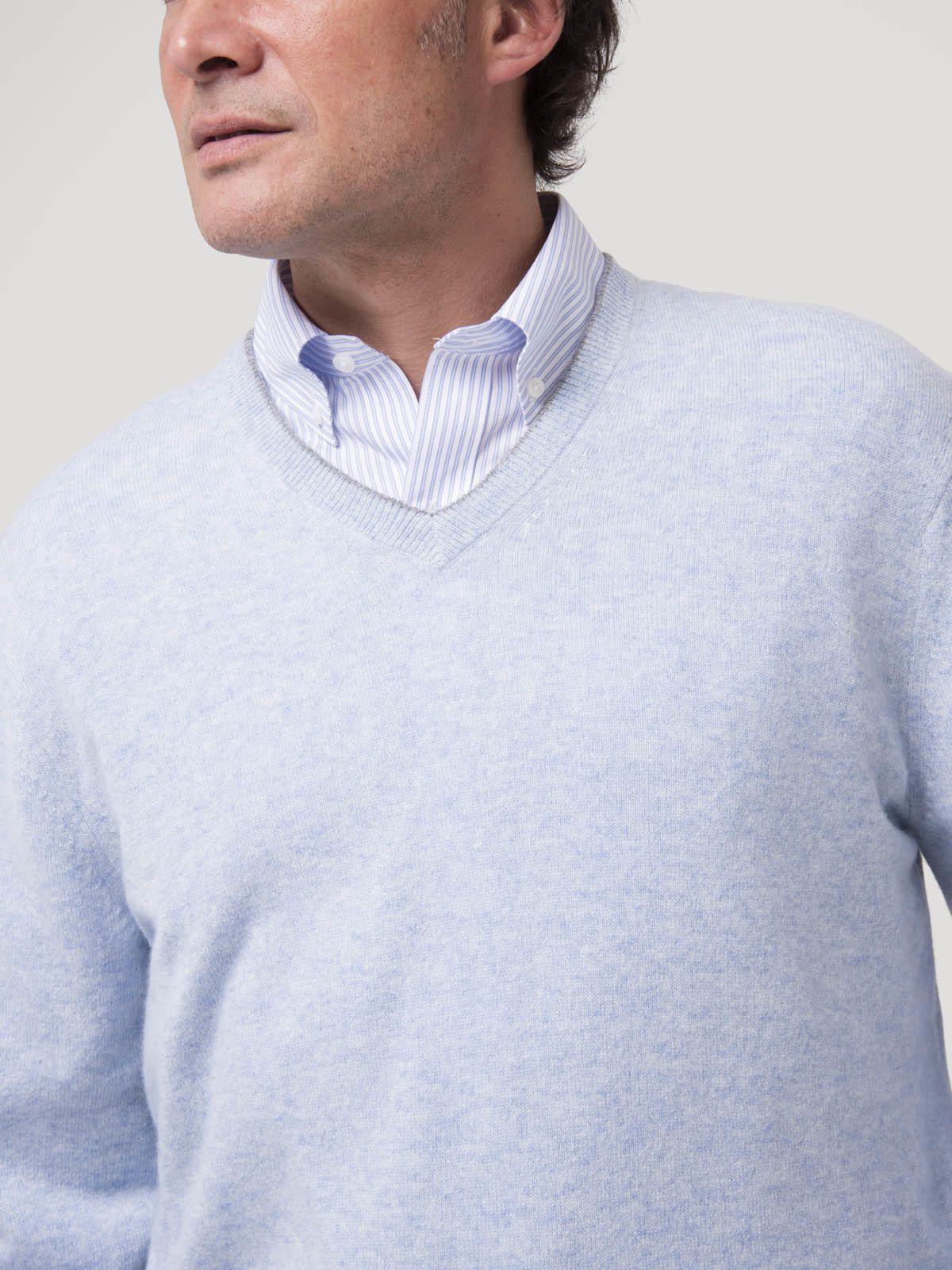 Sweater Cashemira Hombre Cash.V Celeste-7