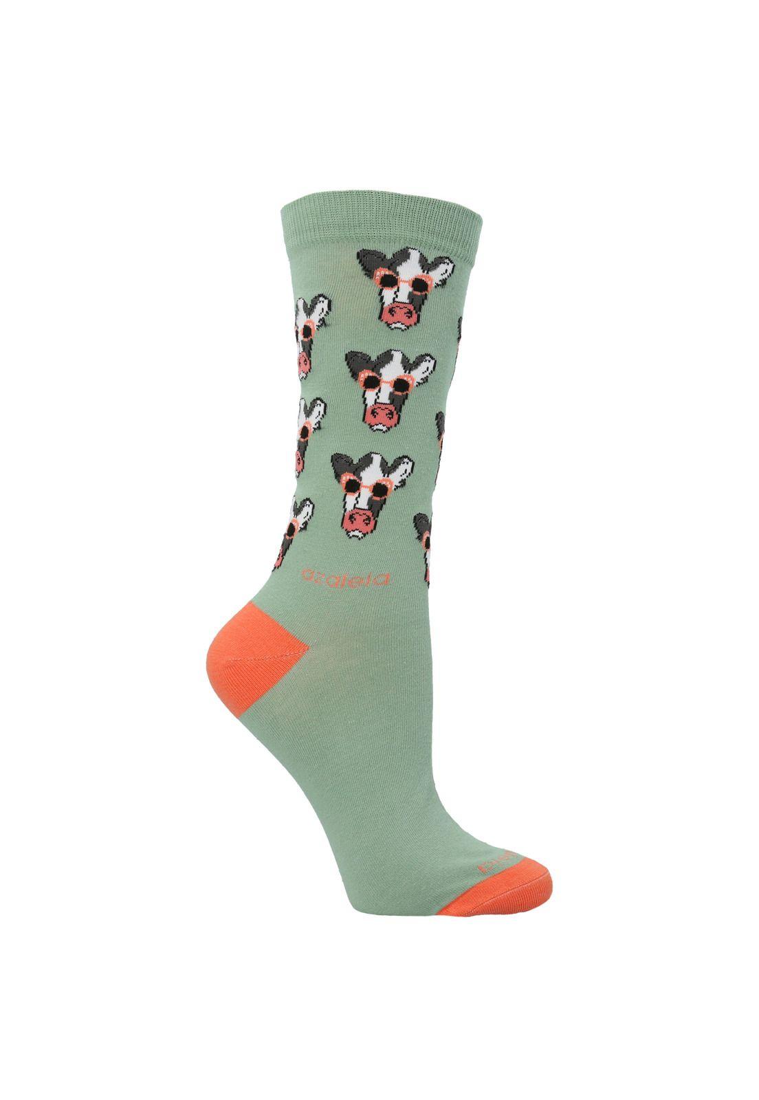 Calcetín Cow Verde Mujer-0