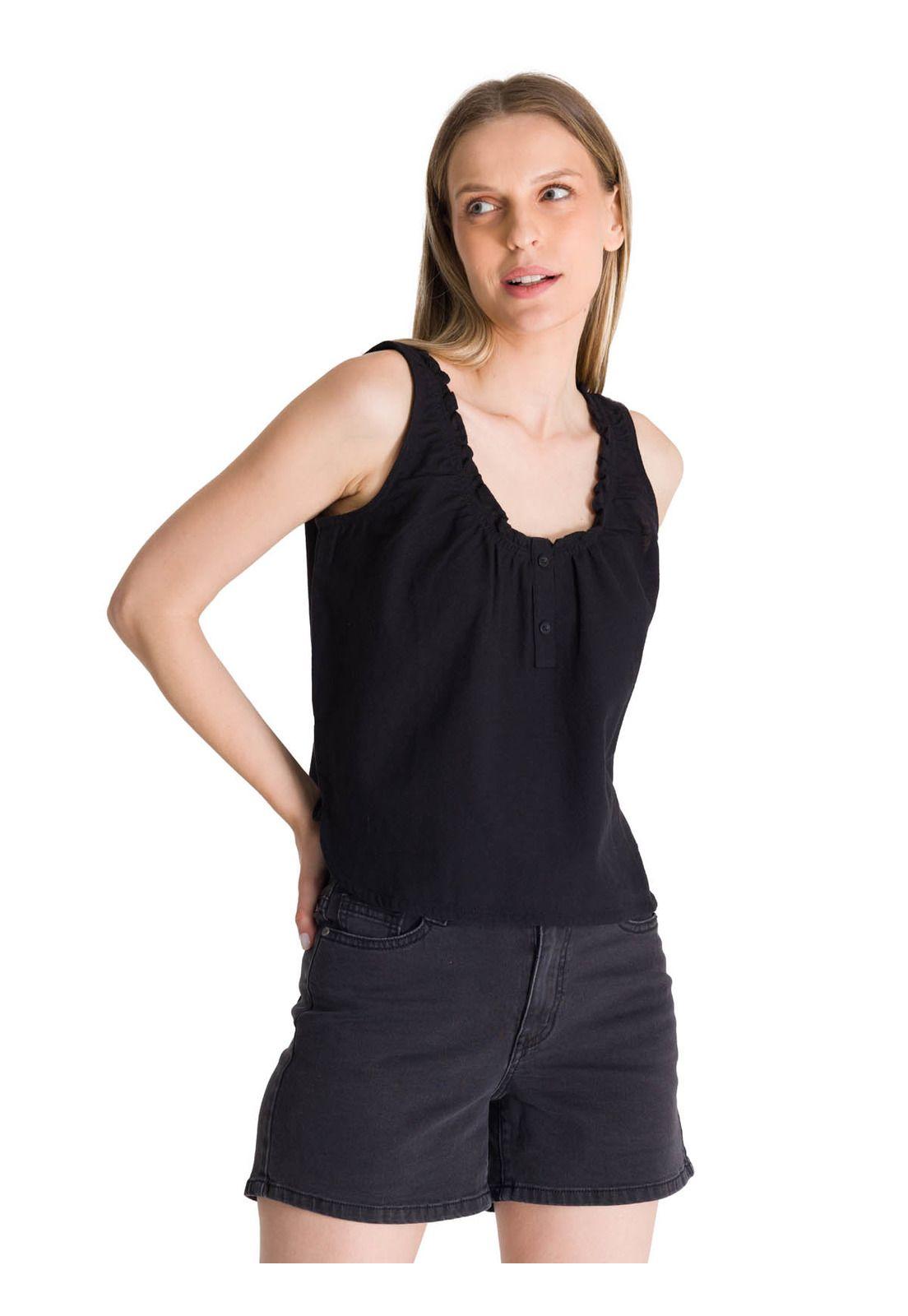 Blusa Sin Mangas Mujer U-Neck Negro-0