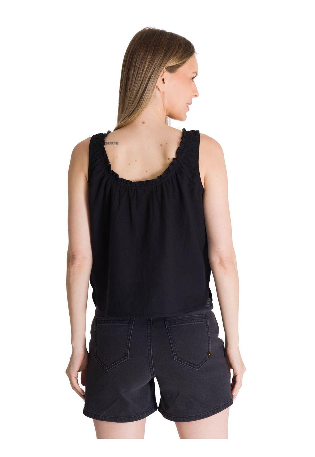 Blusa Sin Mangas Mujer U-Neck Negro-3
