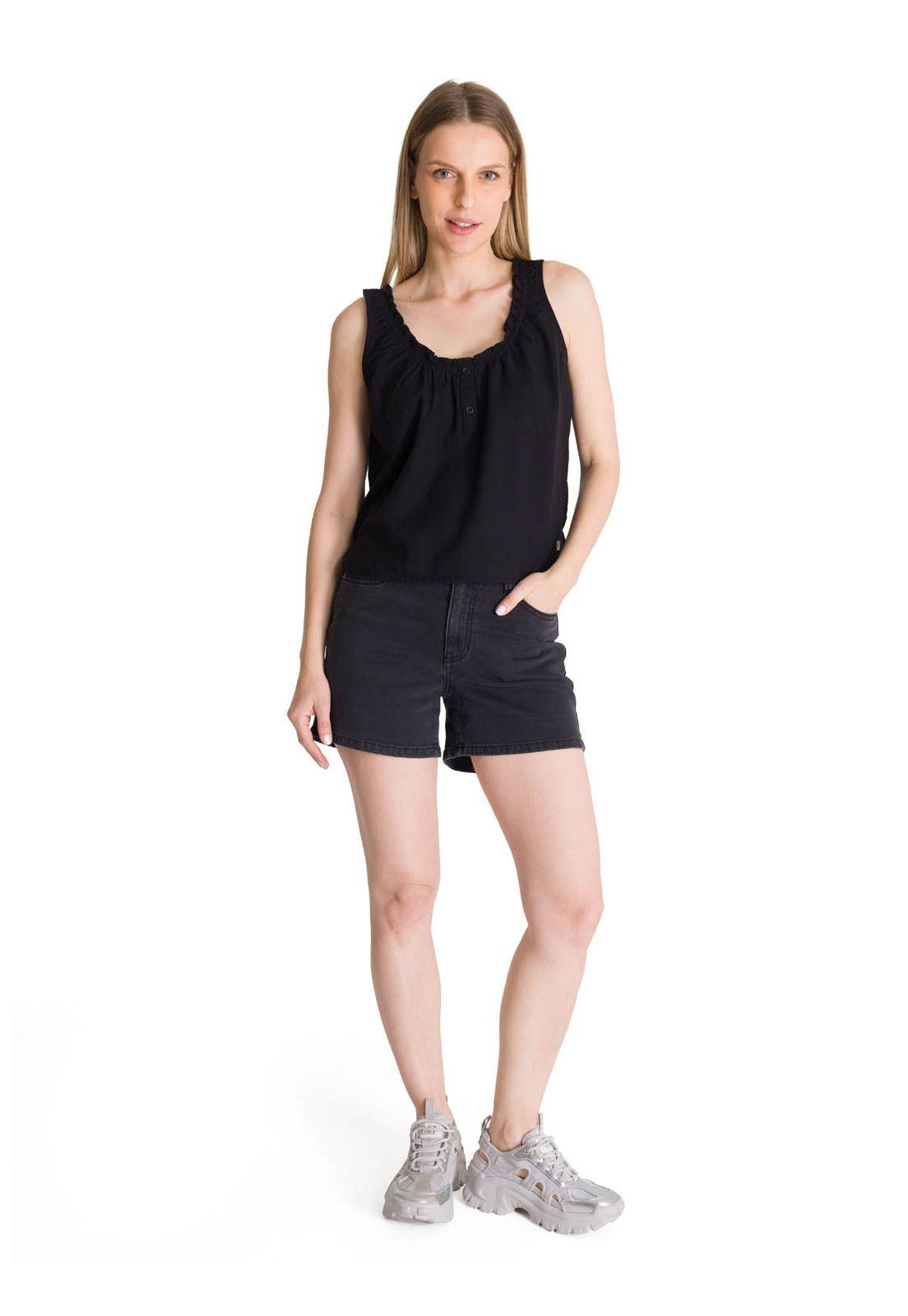 Blusa Sin Mangas Mujer U-Neck Negro-5