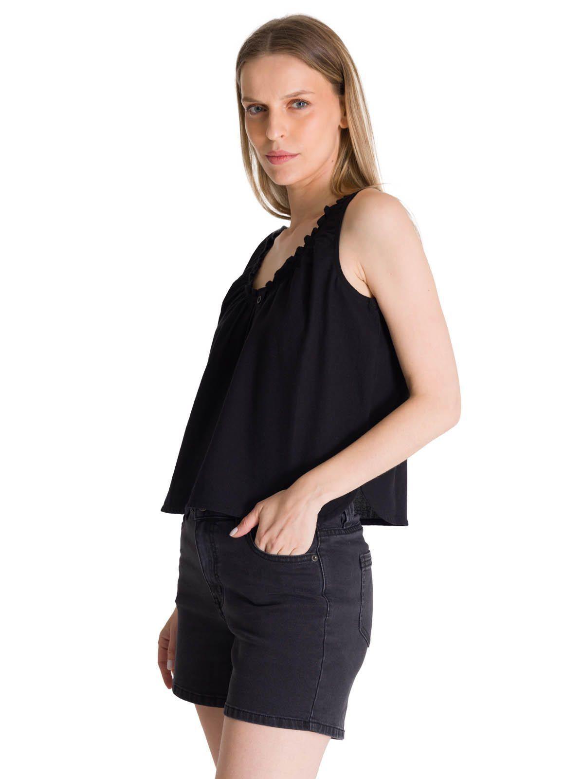 Blusa Sin Mangas Mujer U-Neck Negro-1