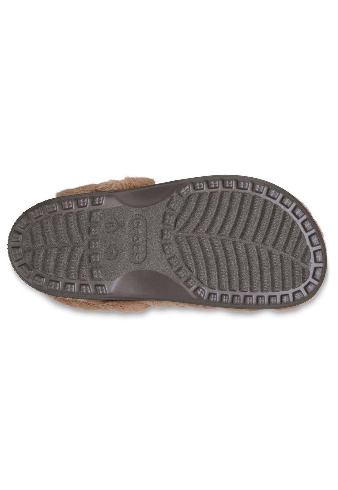 Zueco Crocs Mujer Unfurgettable Peludo Café Claro-3