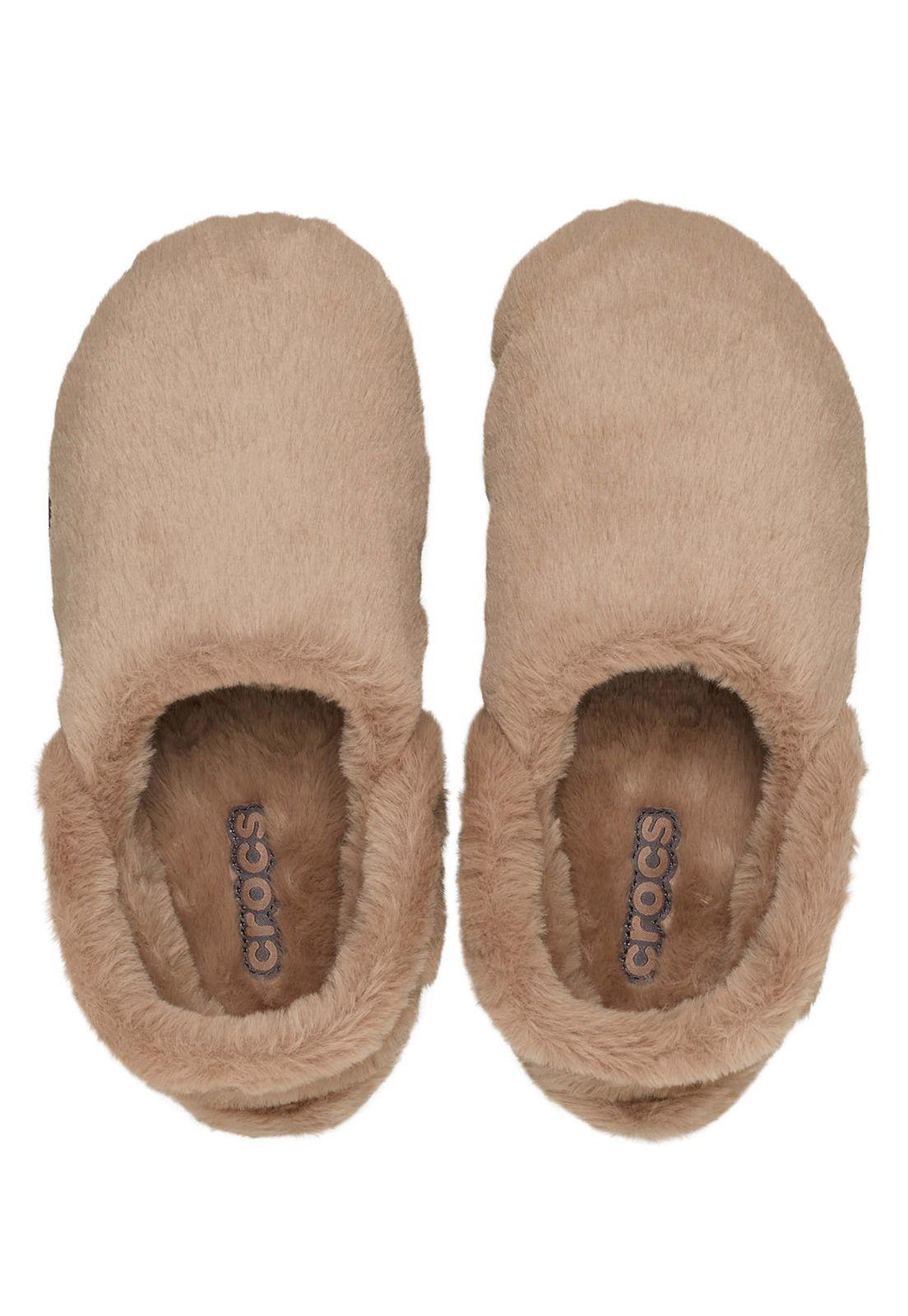 Zueco Crocs Mujer Unfurgettable Peludo Café Claro-4