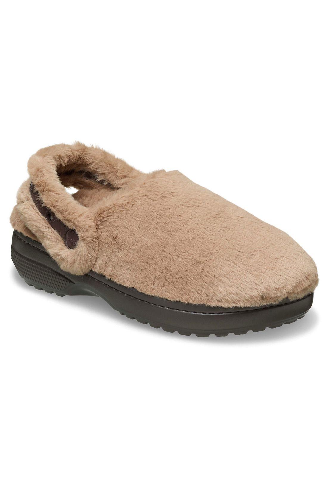 Zueco Crocs Mujer Unfurgettable Peludo Café Claro-5