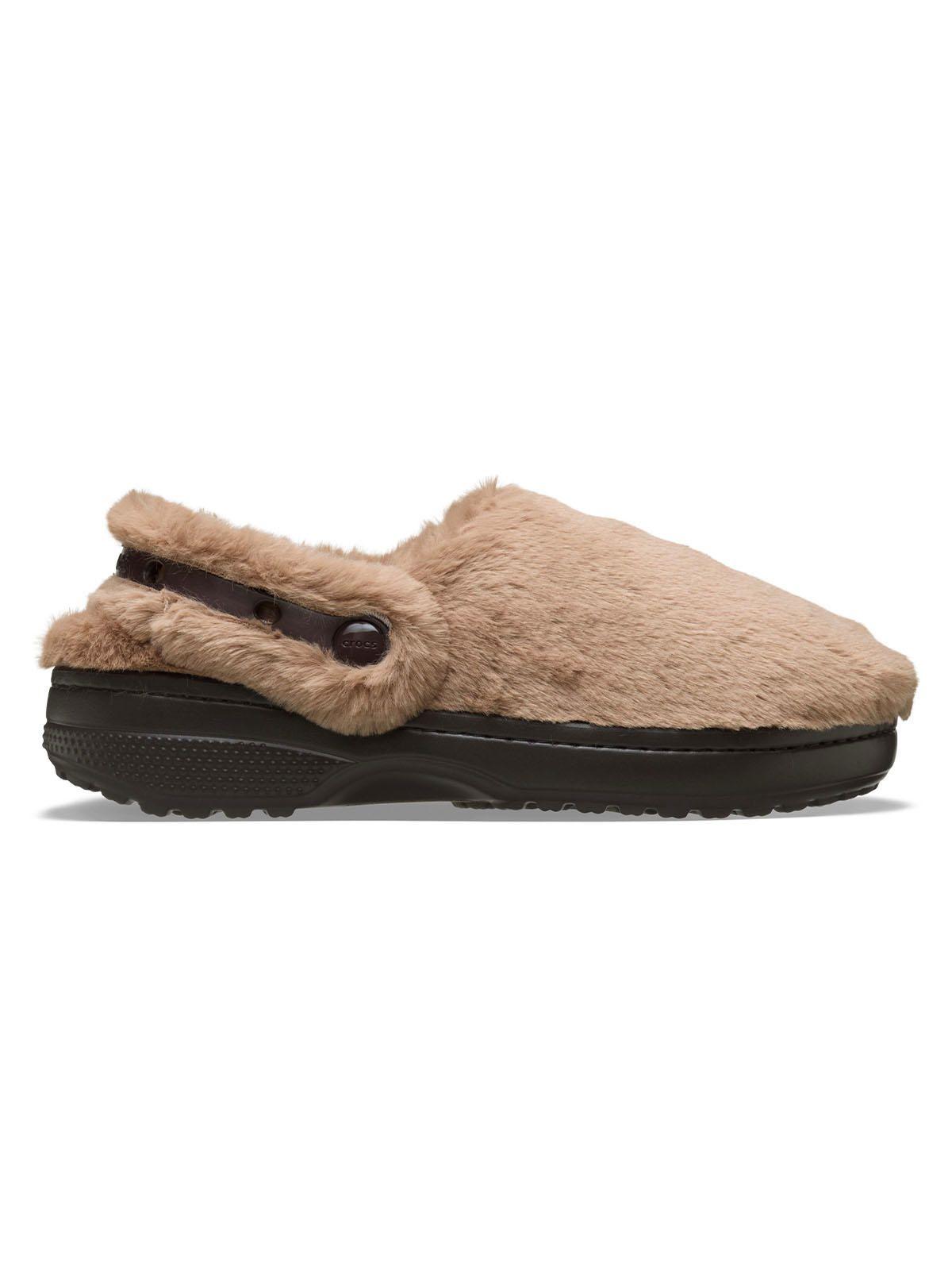 Zueco Crocs Mujer Unfurgettable Peludo Café Claro-0