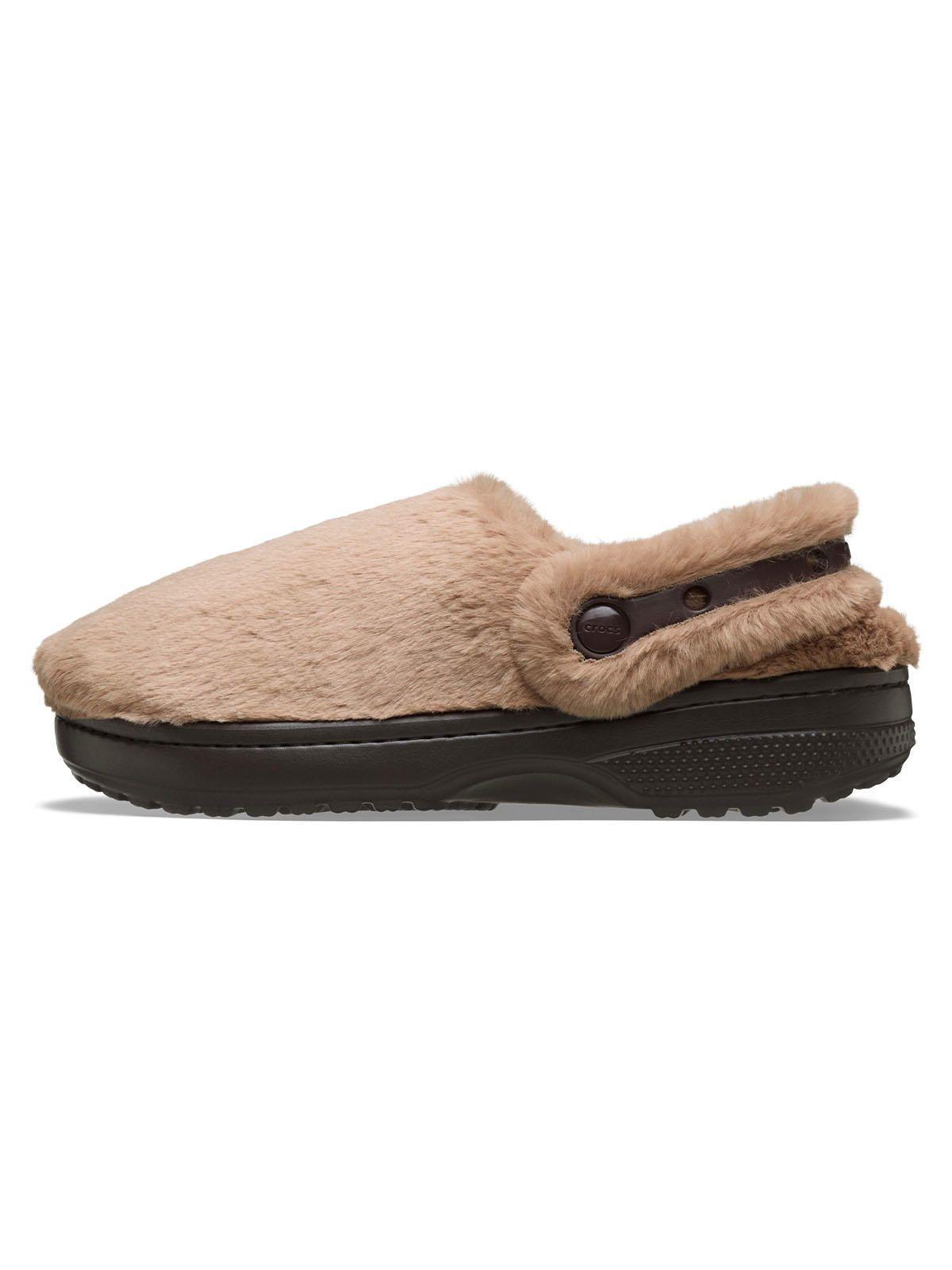 Zueco Crocs Mujer Unfurgettable Peludo Café Claro-1