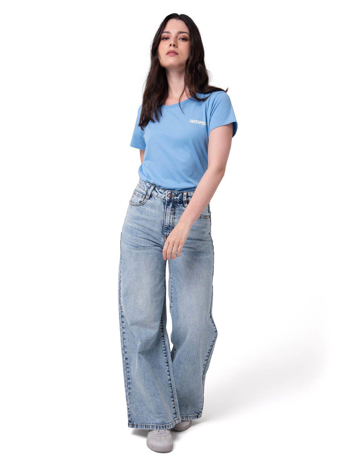 Jeans Wide Leg Mujer Denim Azul Claro-5