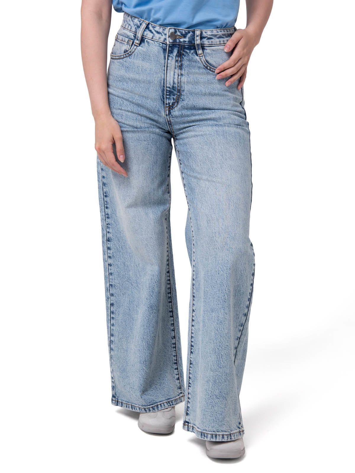 Jeans Wide Leg Mujer Denim Azul Claro-0
