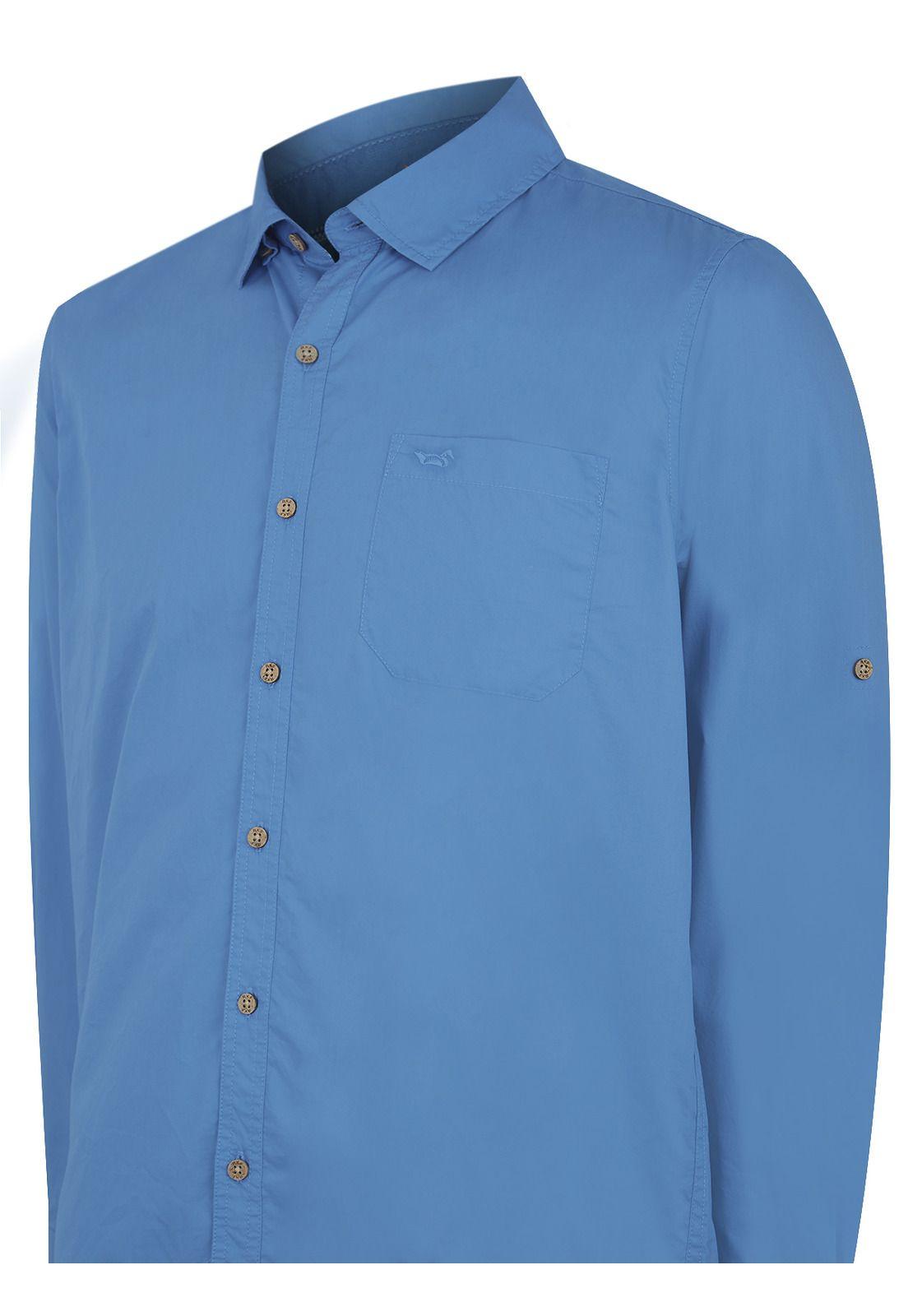 Camisa Algodón Org Azul Marino Galiton Hombre -3