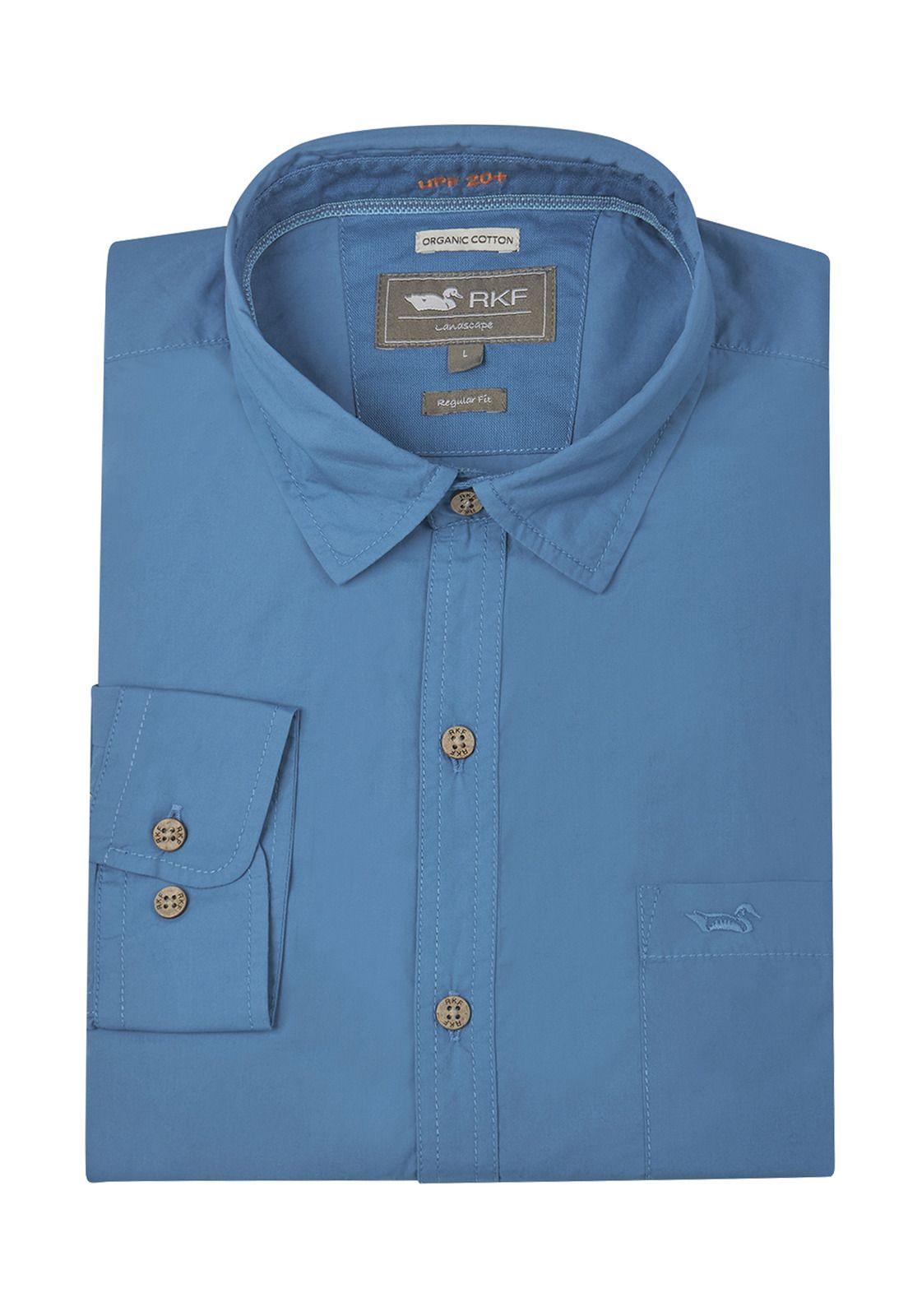 Camisa Algodón Org Azul Marino Galiton Hombre -4