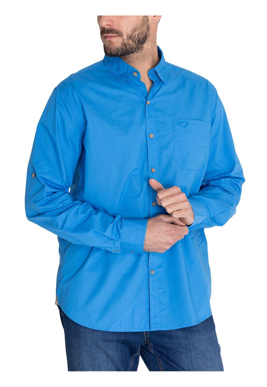 Camisa Algodón Org Azul Marino Galiton Hombre -5