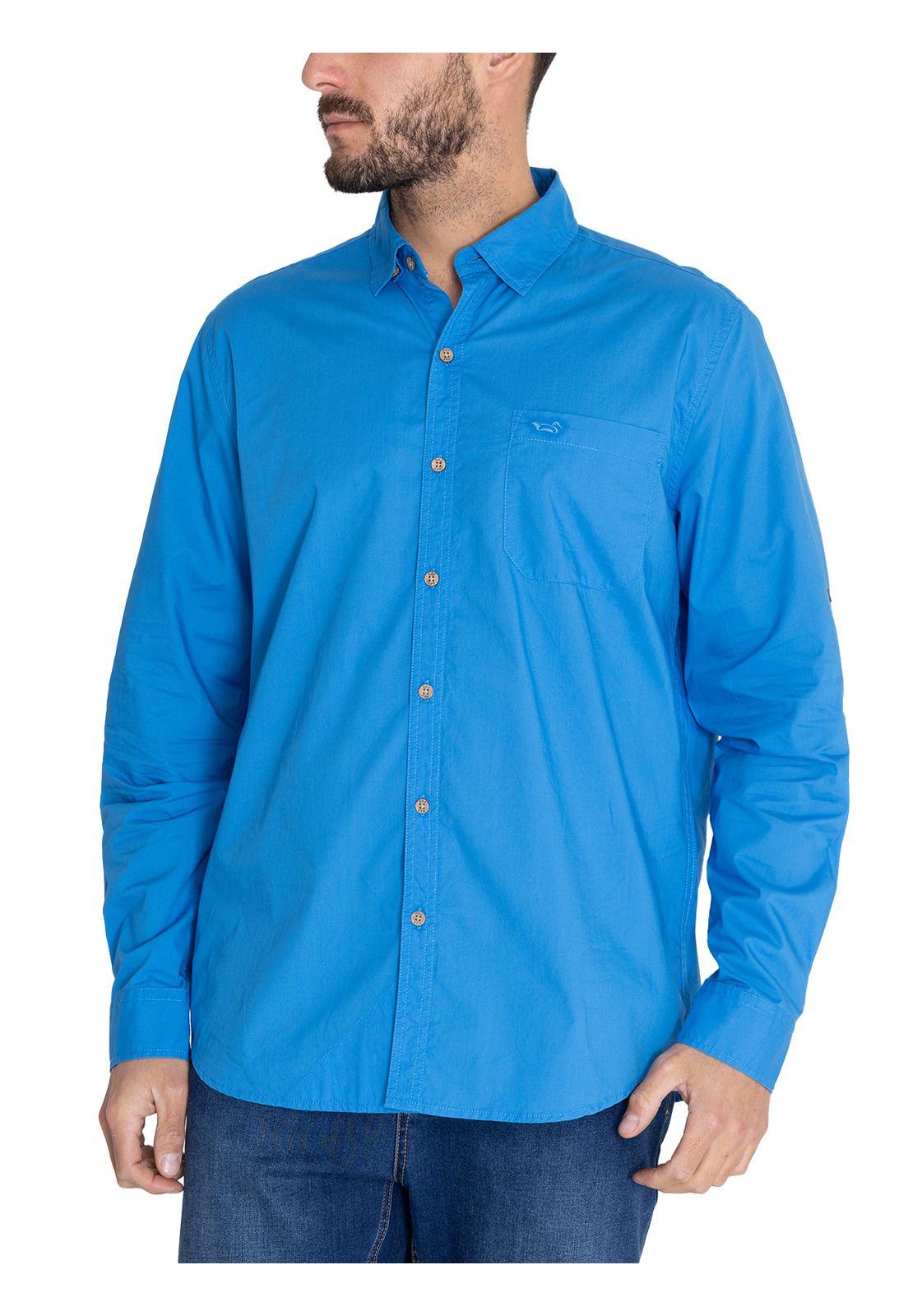 Camisa Algodón Org Azul Marino Galiton Hombre -6