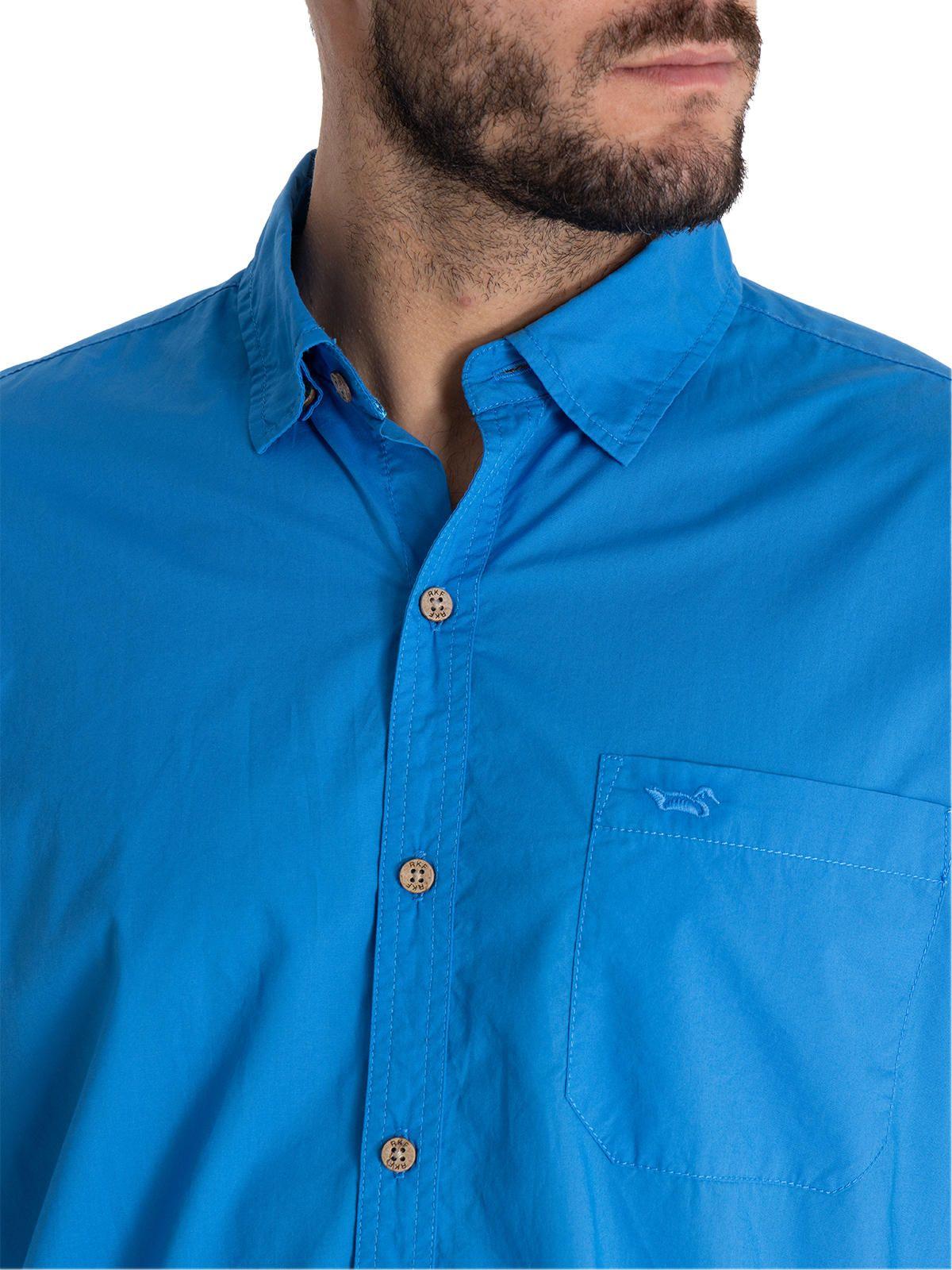 Camisa Algodón Org Azul Marino Galiton Hombre -8