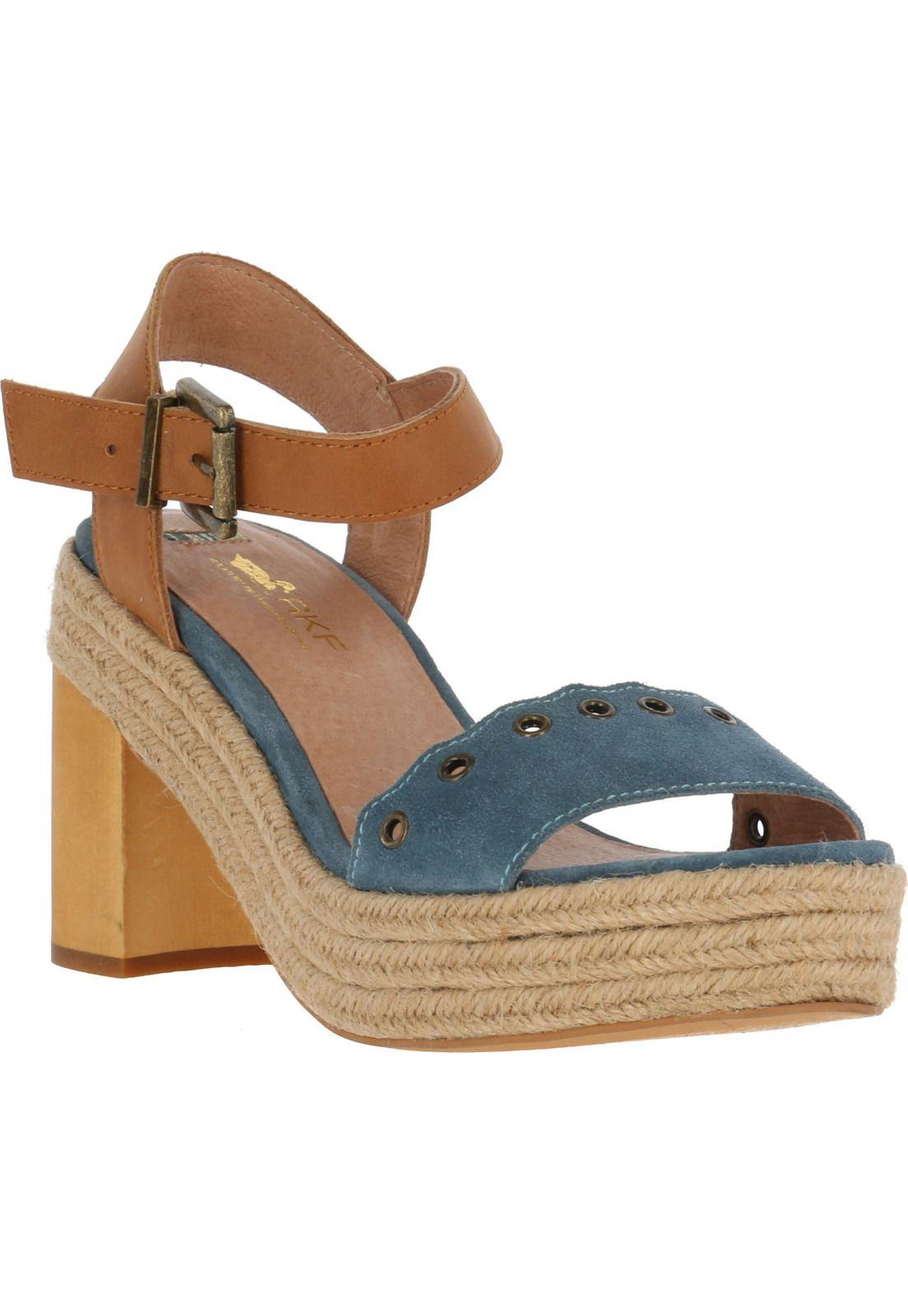 Sandalia Cuero Charlotte Azul Mujer-0