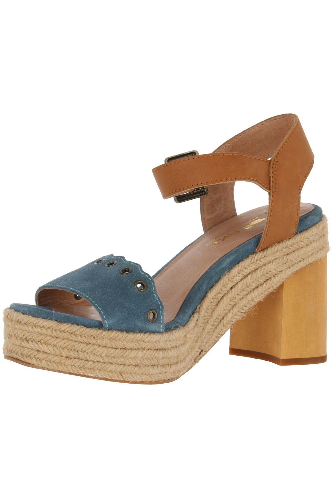 Sandalia Cuero Charlotte Azul Mujer-1