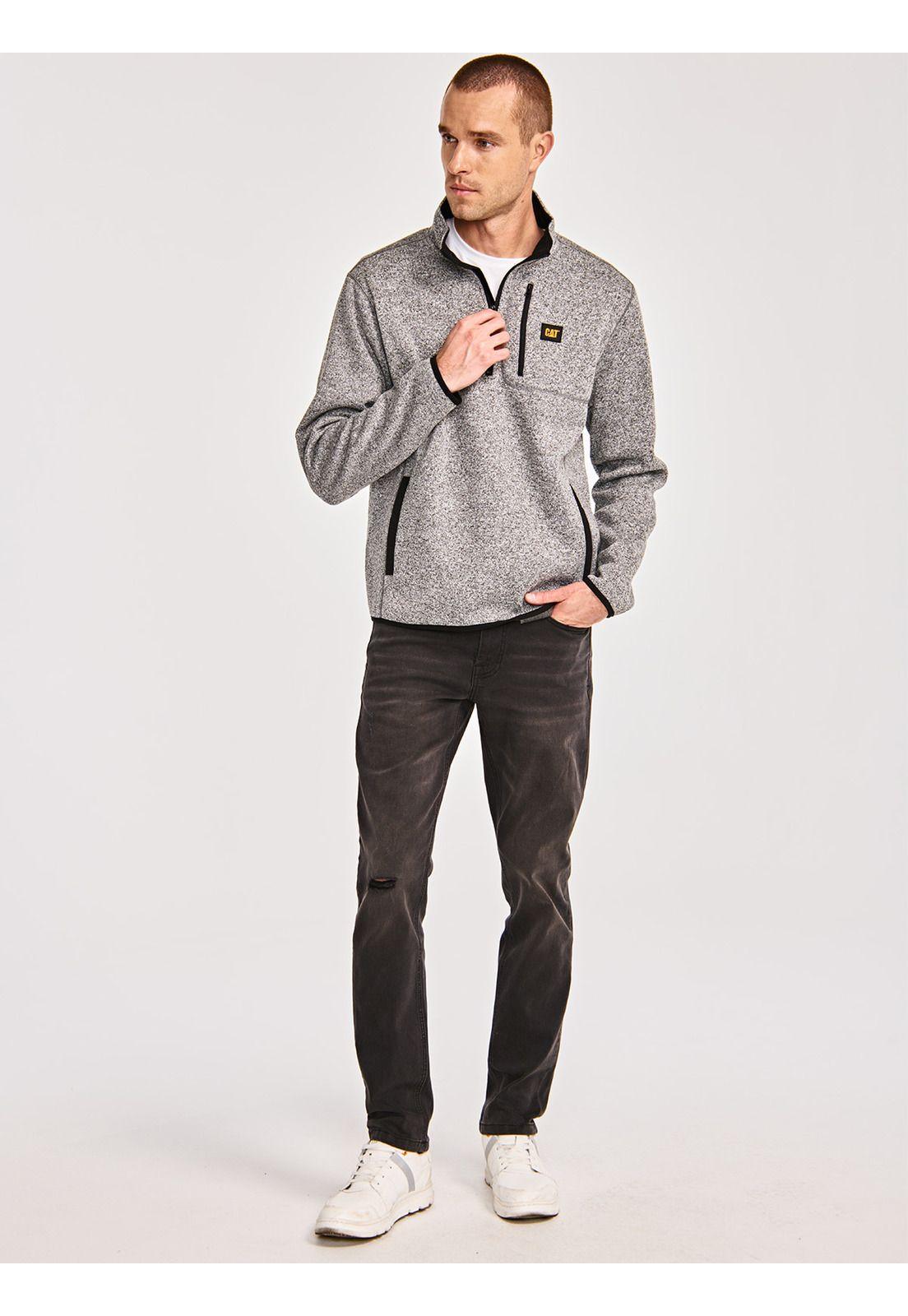 Polar Hombre Sweater Fleece Quarter Zip Jacket Gris-5