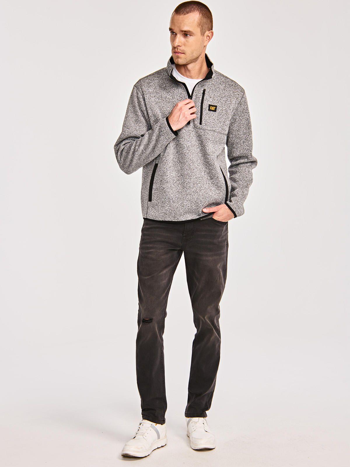 Polar Hombre Sweater Fleece Quarter Zip Jacket Gris-5