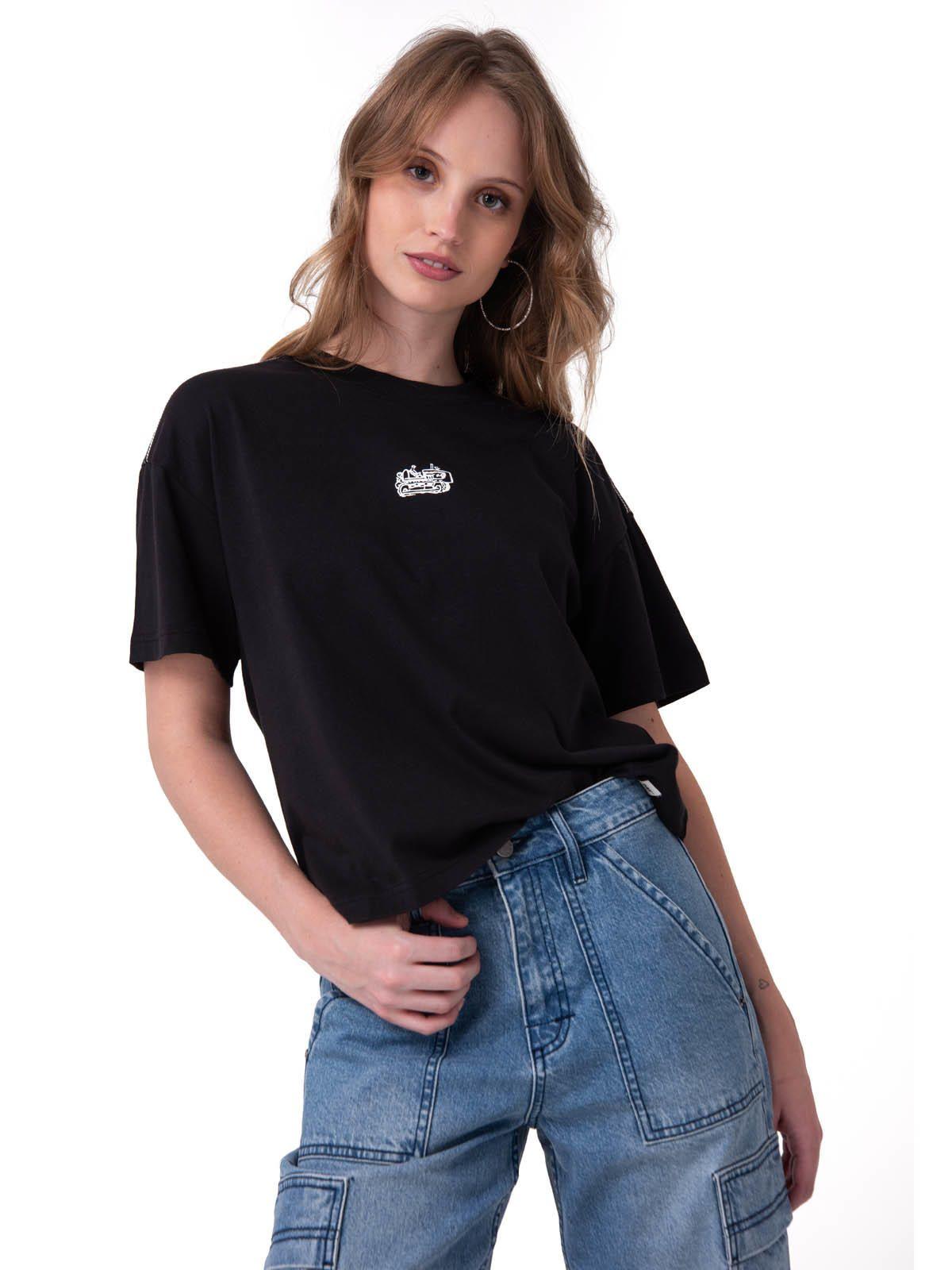 Polera Manga Corta Mujer Caterpillar Culture Negro-0