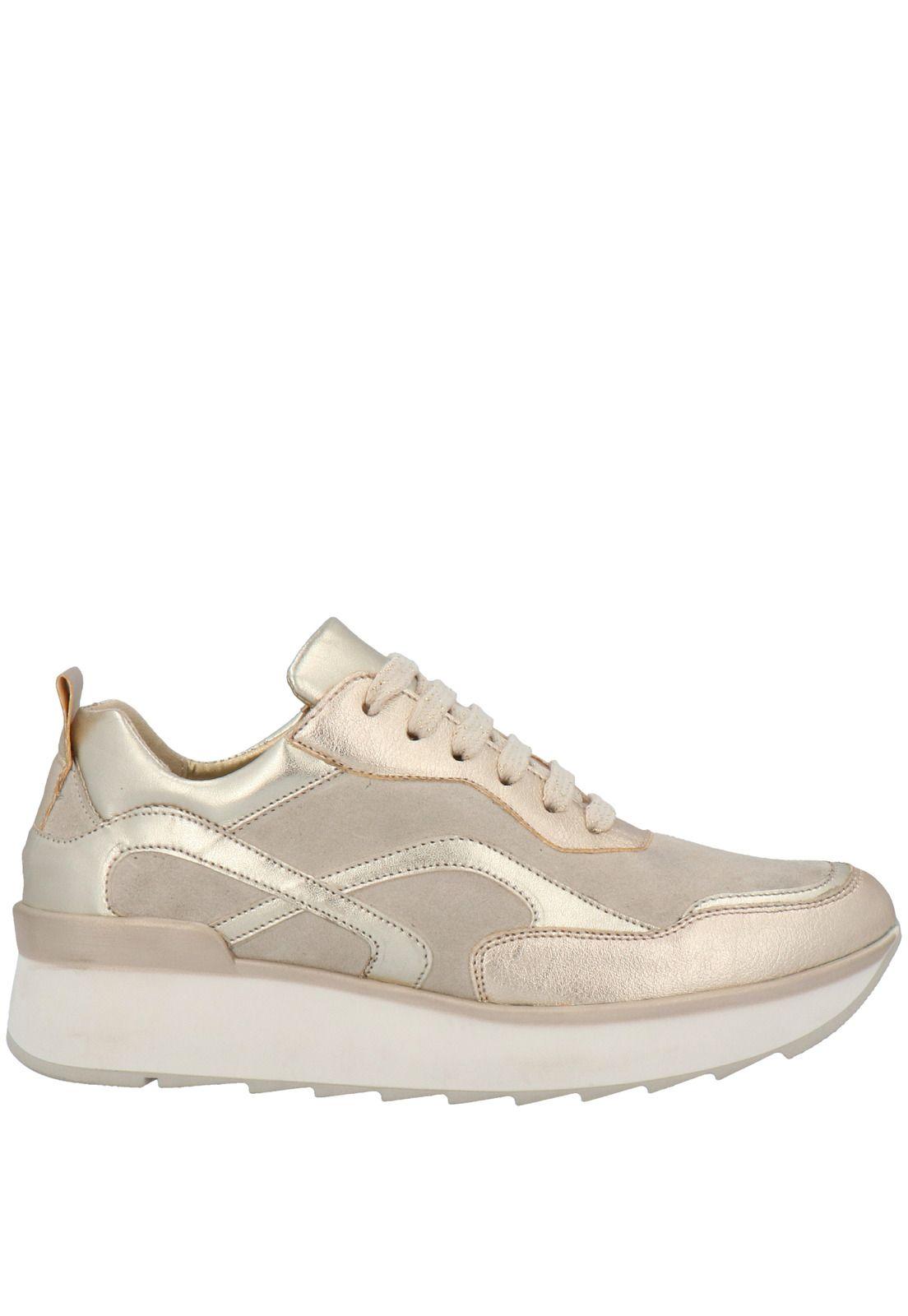 Zapatilla Cuero Mujer Mr Gibbs Dorado-1