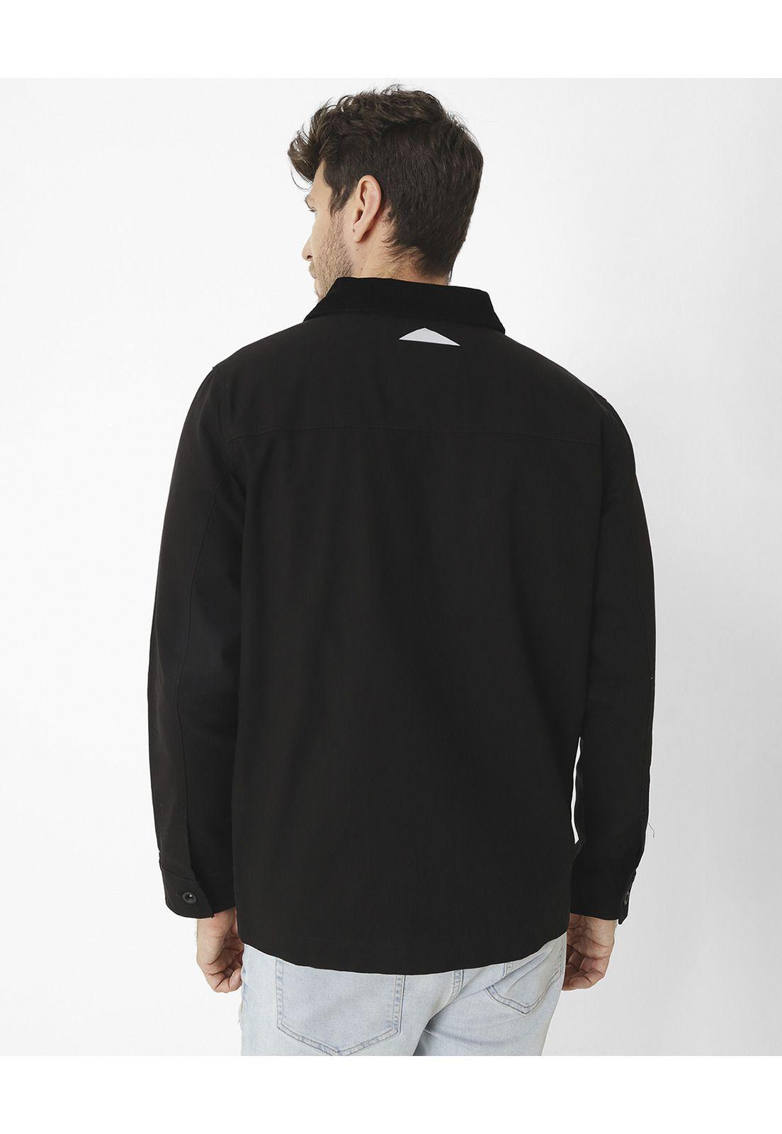 Chaqueta Canvas Button Front Negro Hombre-1