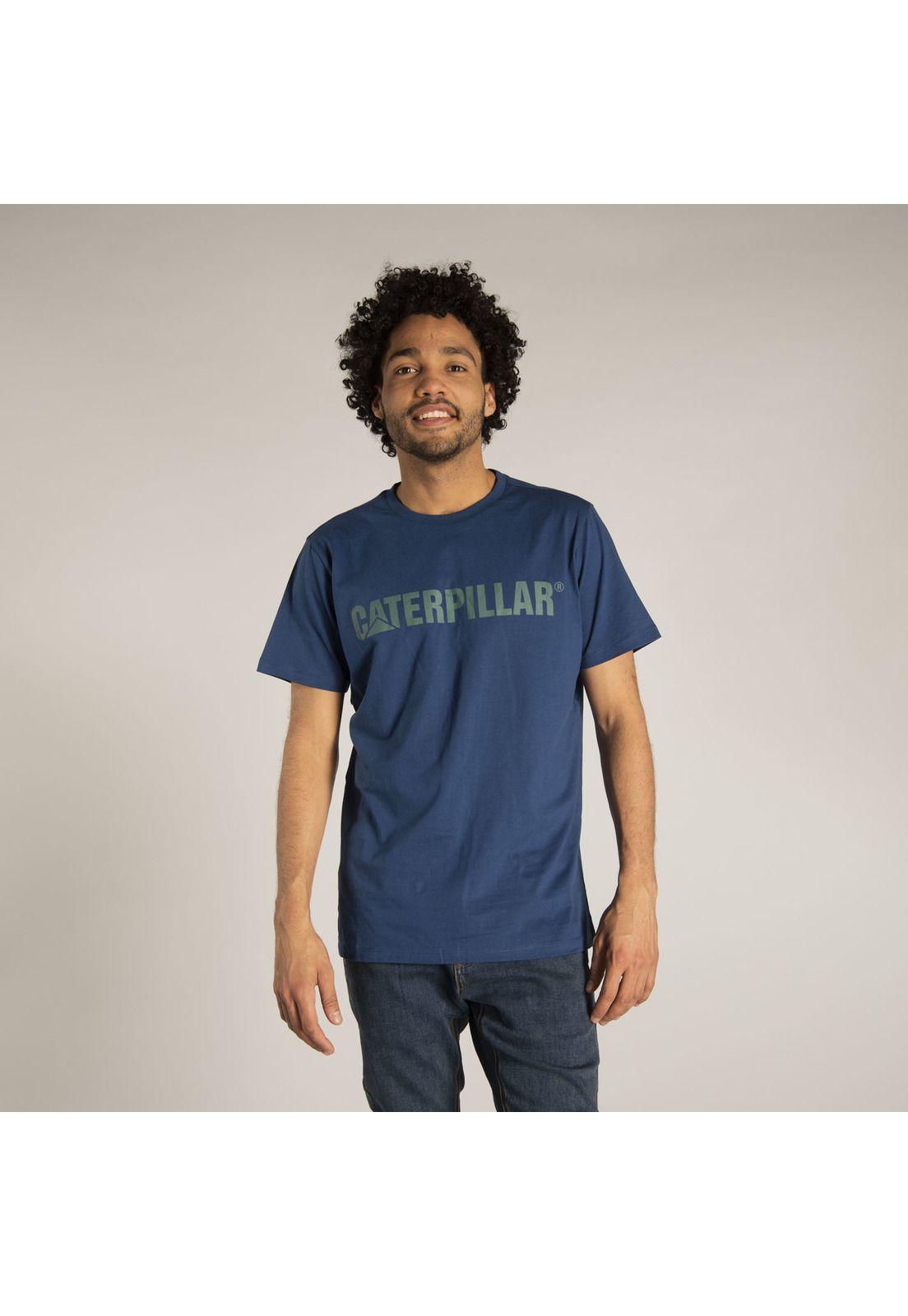 Polera M/C Hombre Caterpillar Logo Tee Azul-0