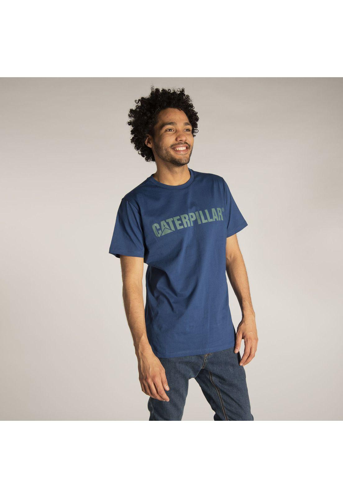 Polera M/C Hombre Caterpillar Logo Tee Azul-1