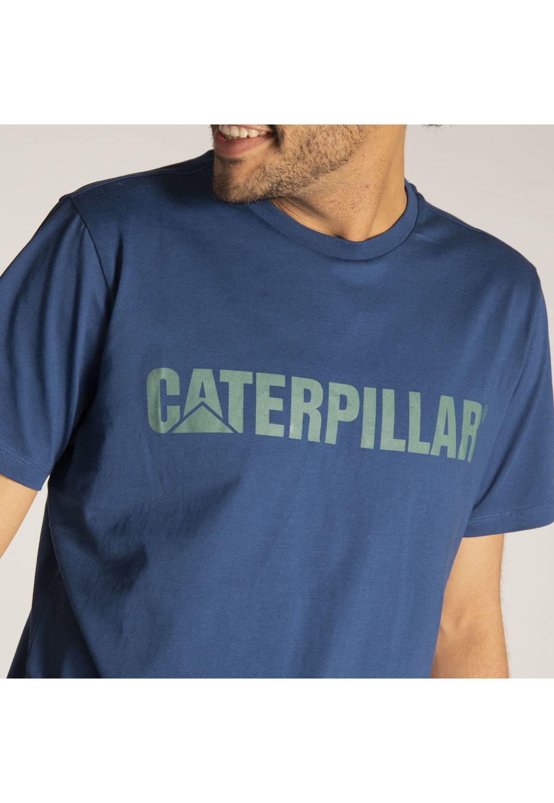 Polera M/C Hombre Caterpillar Logo Tee Azul-4