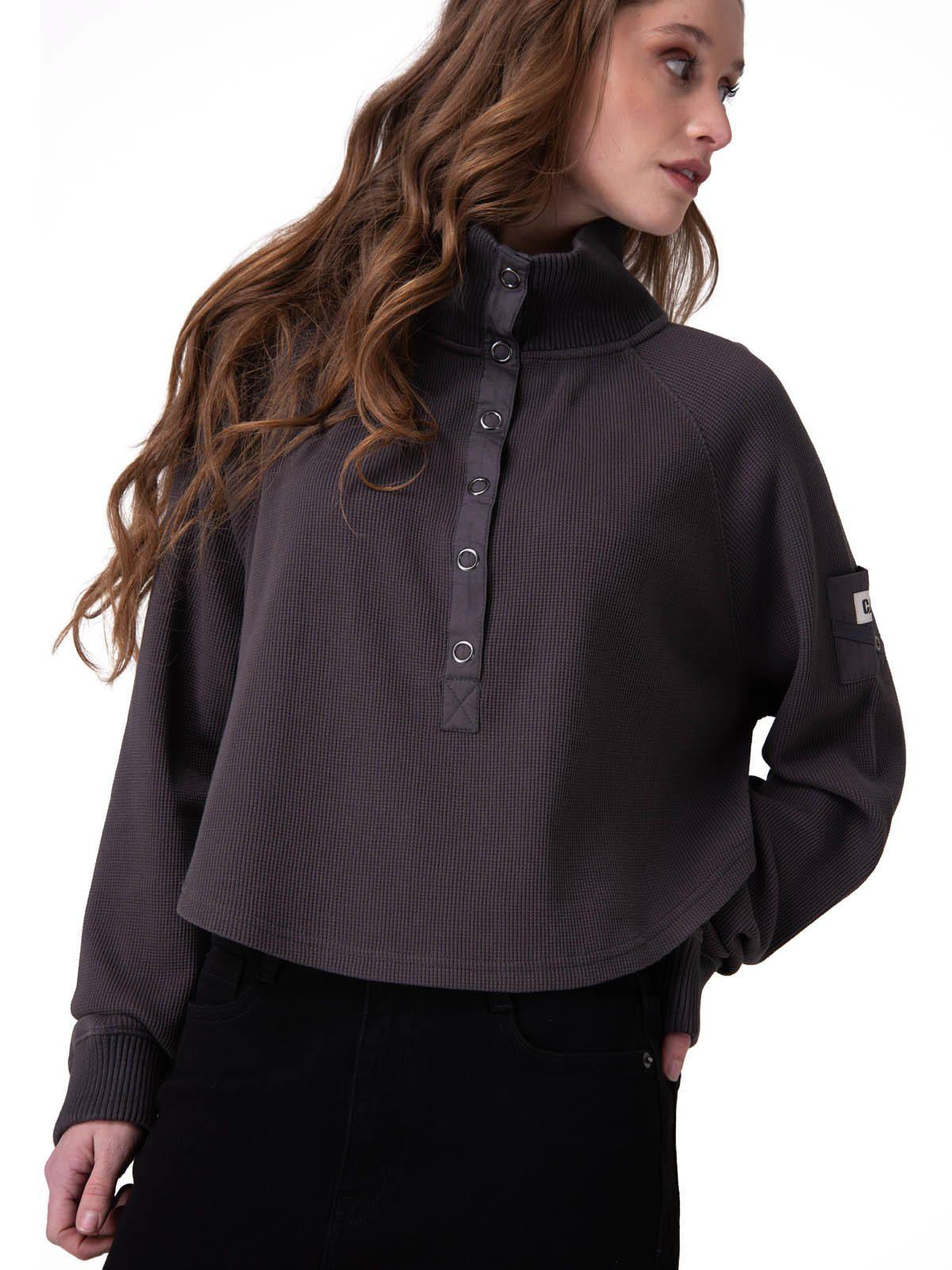 Poleron Waffle Pull-Over Mujer Negro-0