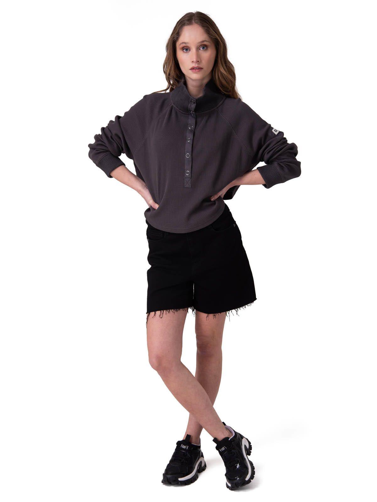 Poleron Waffle Pull-Over Mujer Negro-5