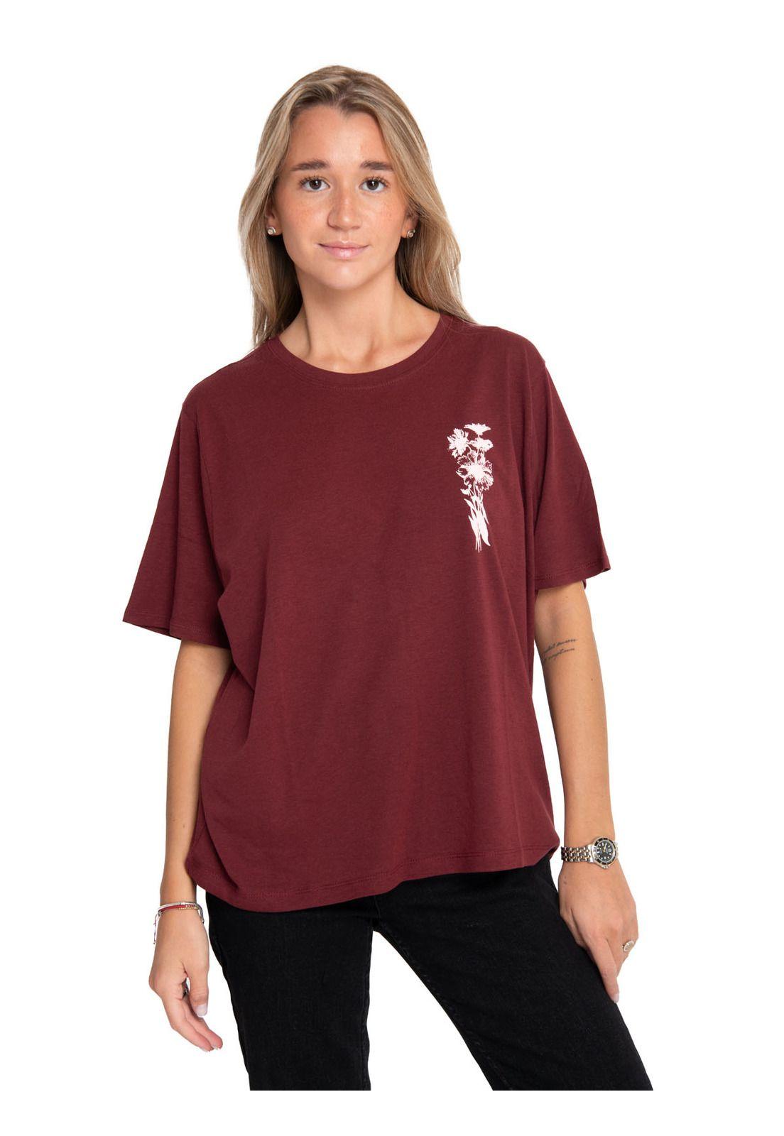 Polera Manga Corta Mujer Oversized Graphic Rojo-0