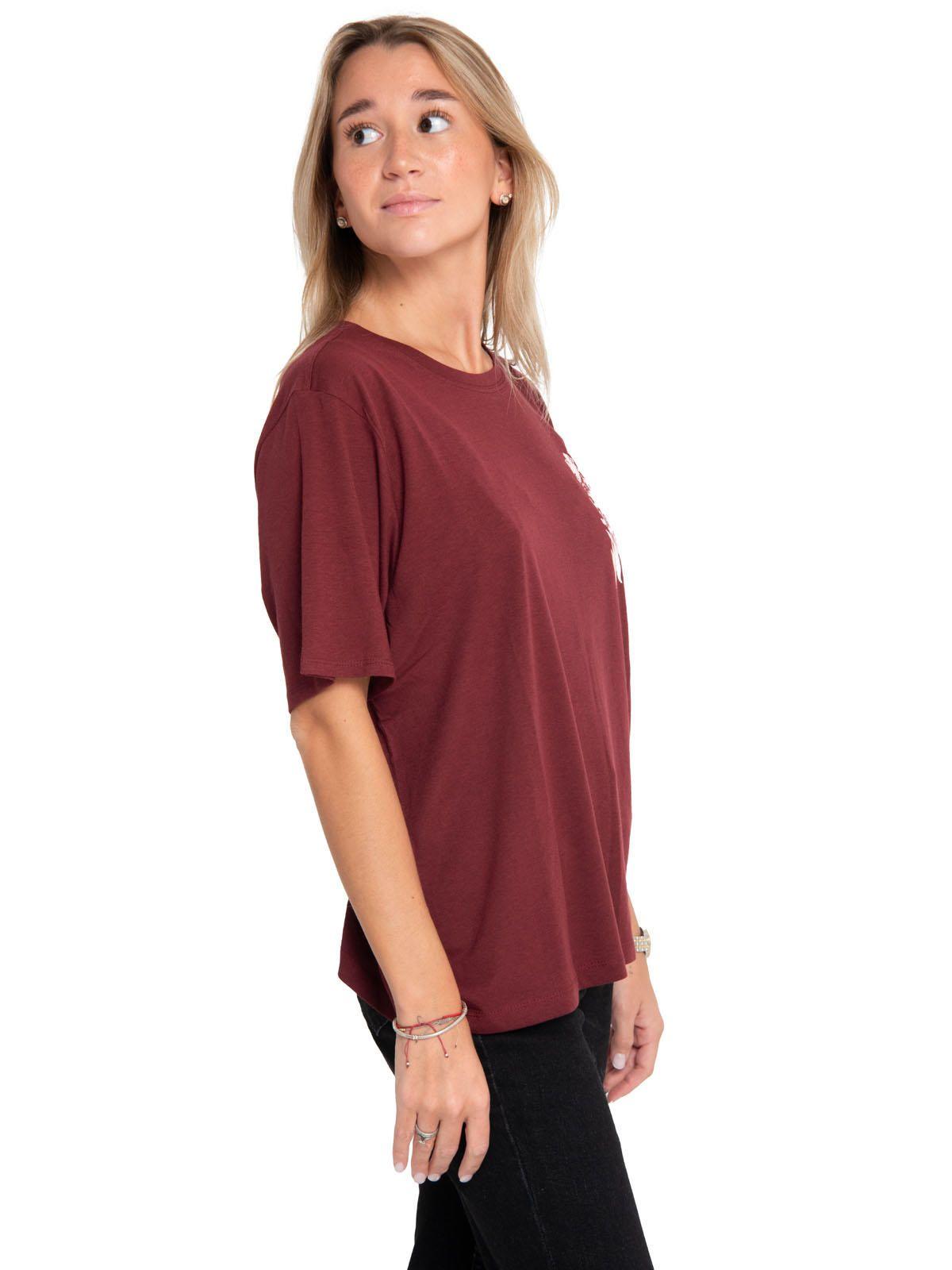 Polera Manga Corta Mujer Oversized Graphic Rojo-1